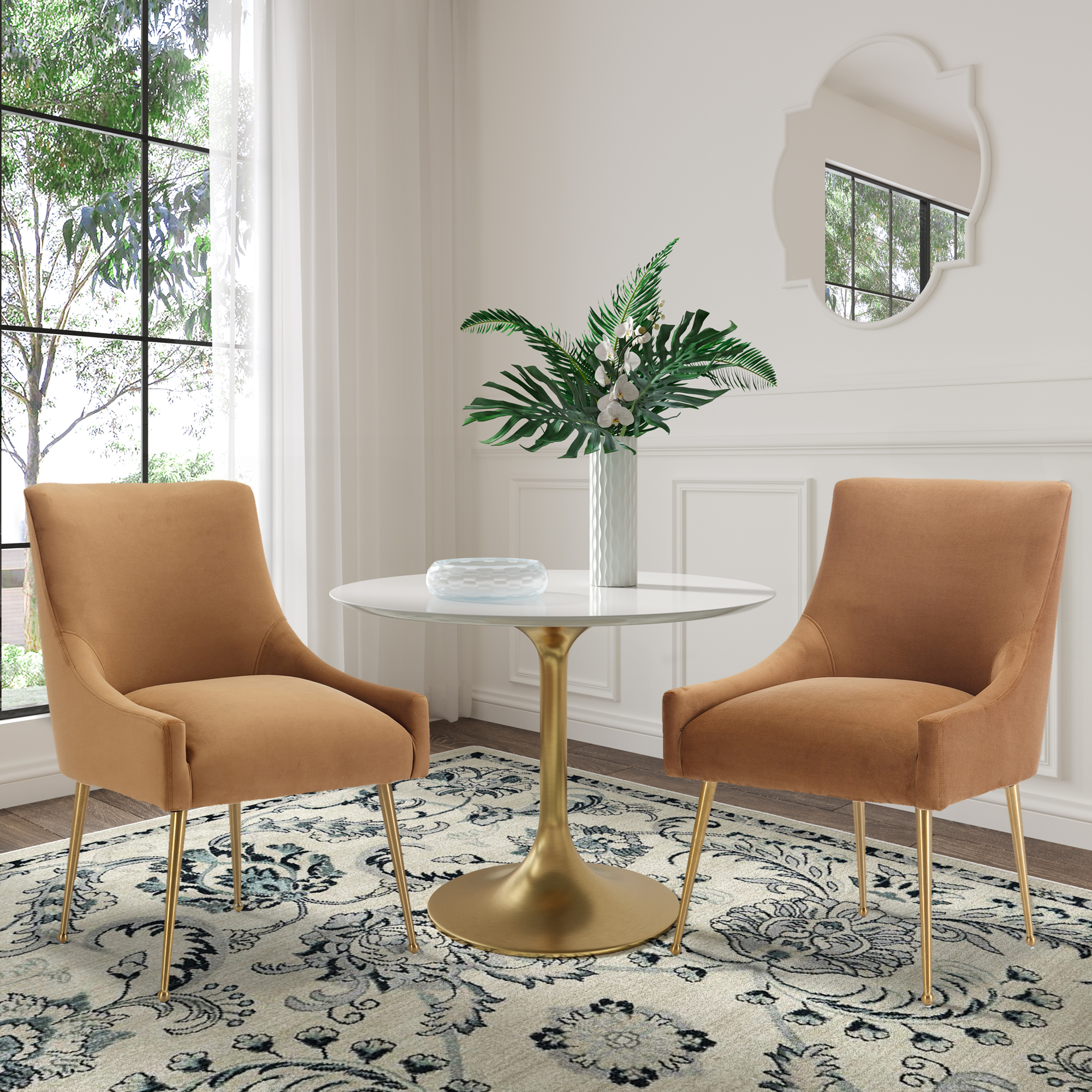 Velvet Dining Chair, Accent Side Chair With Adjustable Foot Nails, Set of 2