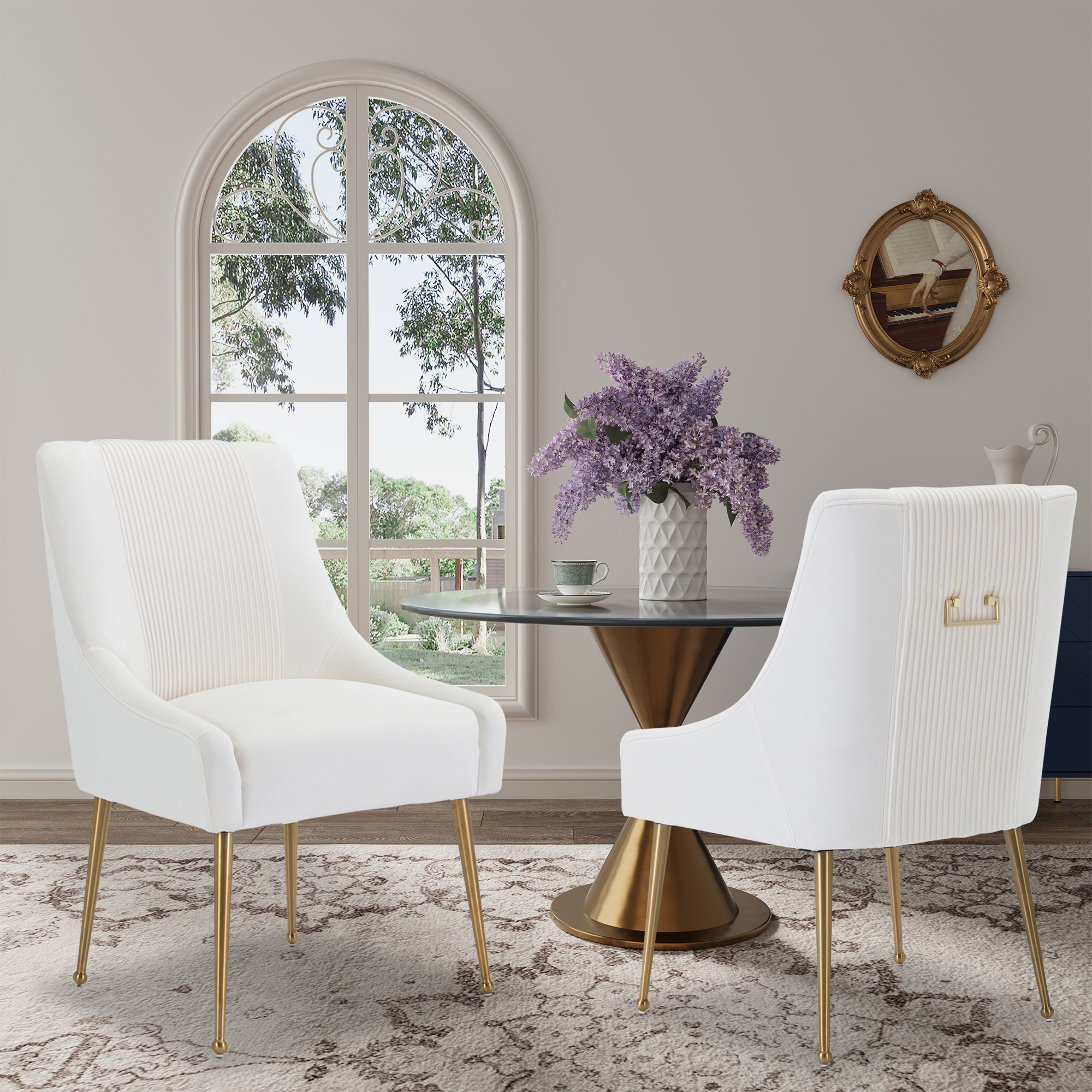 Velvet Dining Chair, Accent Side Chair With Adjustable Foot Nails, Set of 2