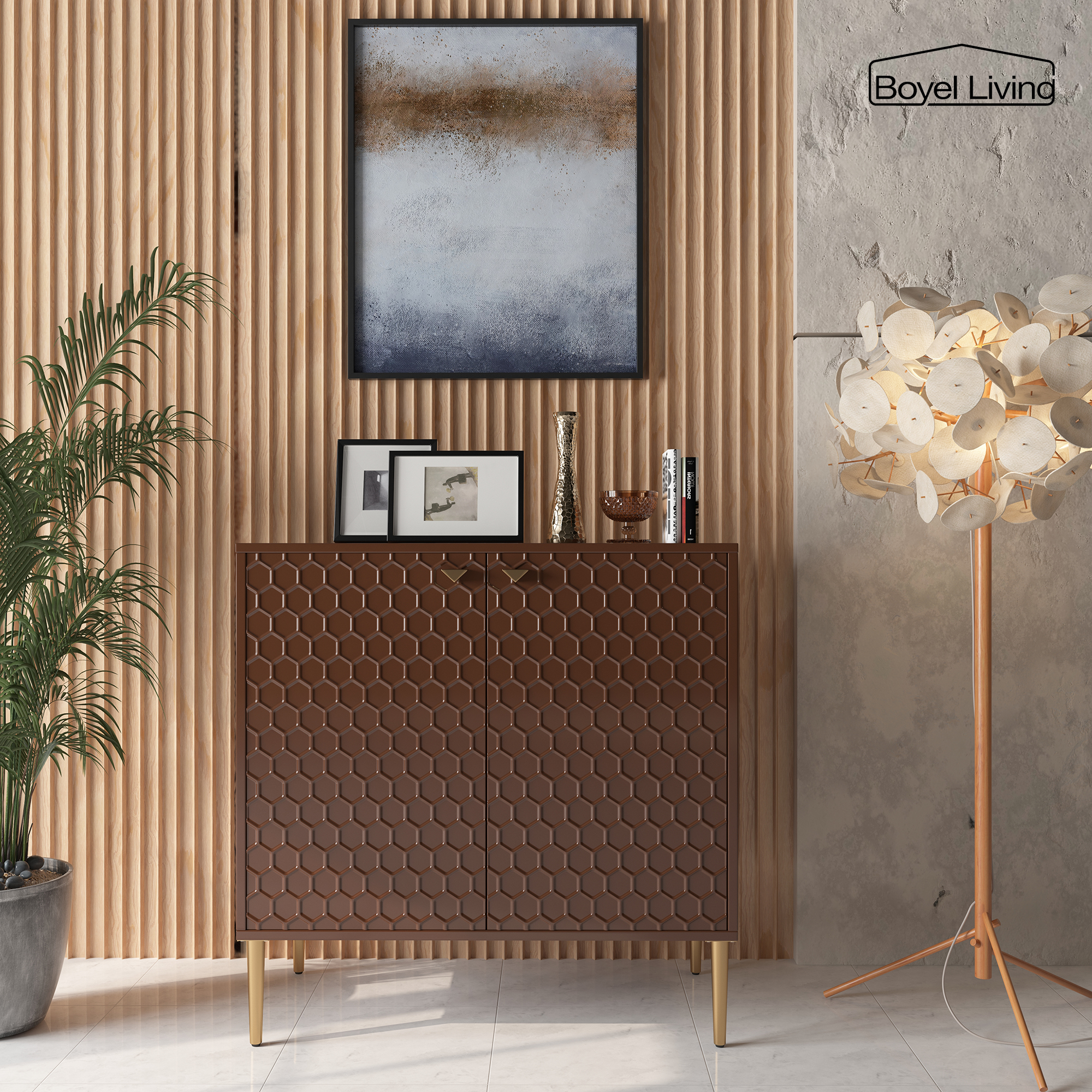 2 Door Adjustable Shelves Locker Cabinet TV Stand Side Table