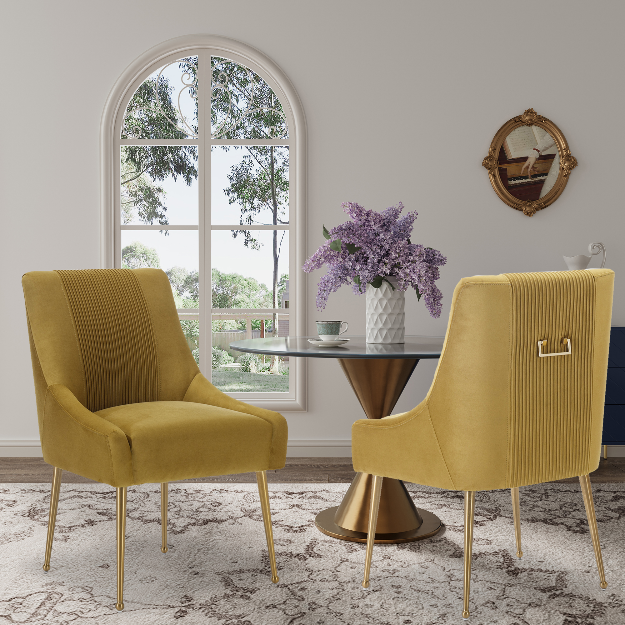 Velvet Dining Chair, Accent Side Chair With Adjustable Foot Nails, Set of 2