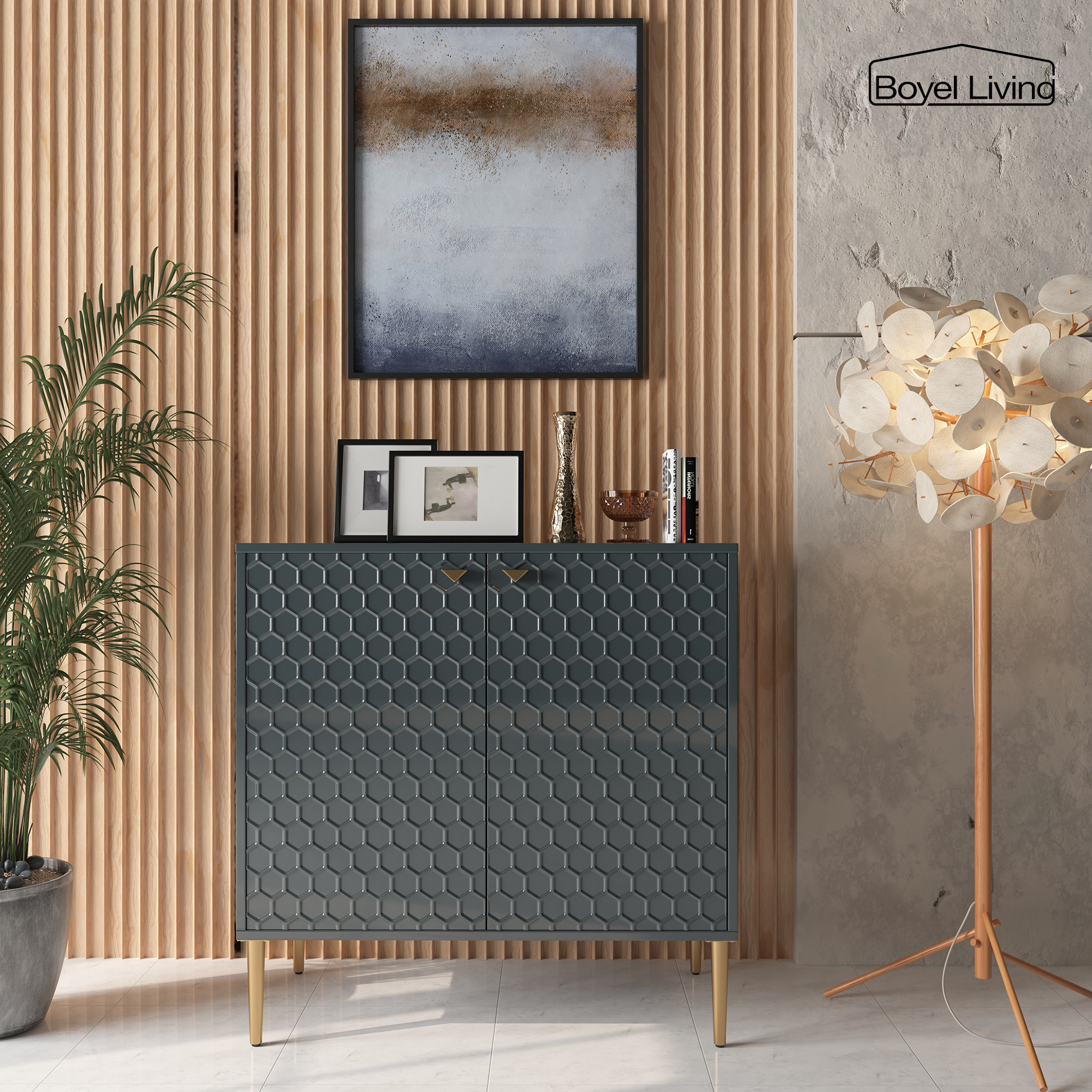 2 Door Adjustable Shelves Locker Cabinet TV Stand Side Table