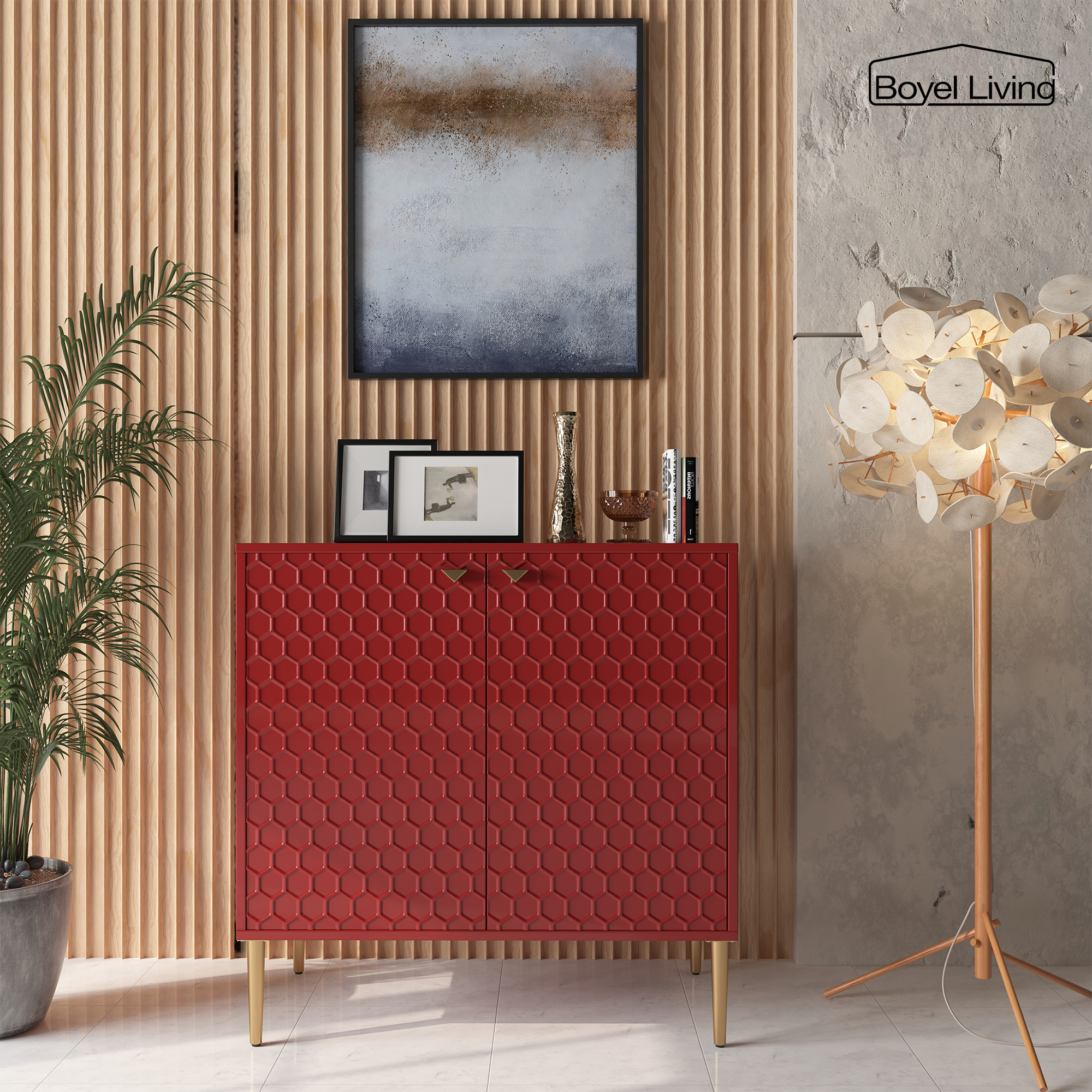 2 Door Adjustable Shelves Locker Cabinet TV Stand Side Table