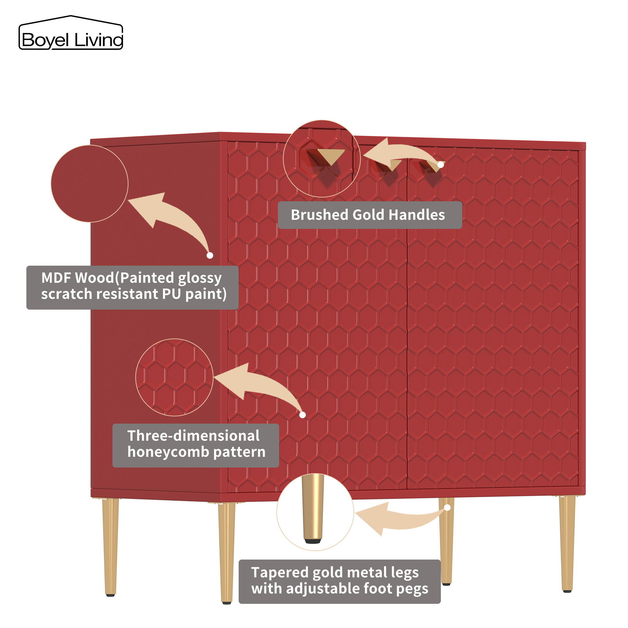 2 Door Adjustable Shelves Locker Cabinet TV Stand Side Table