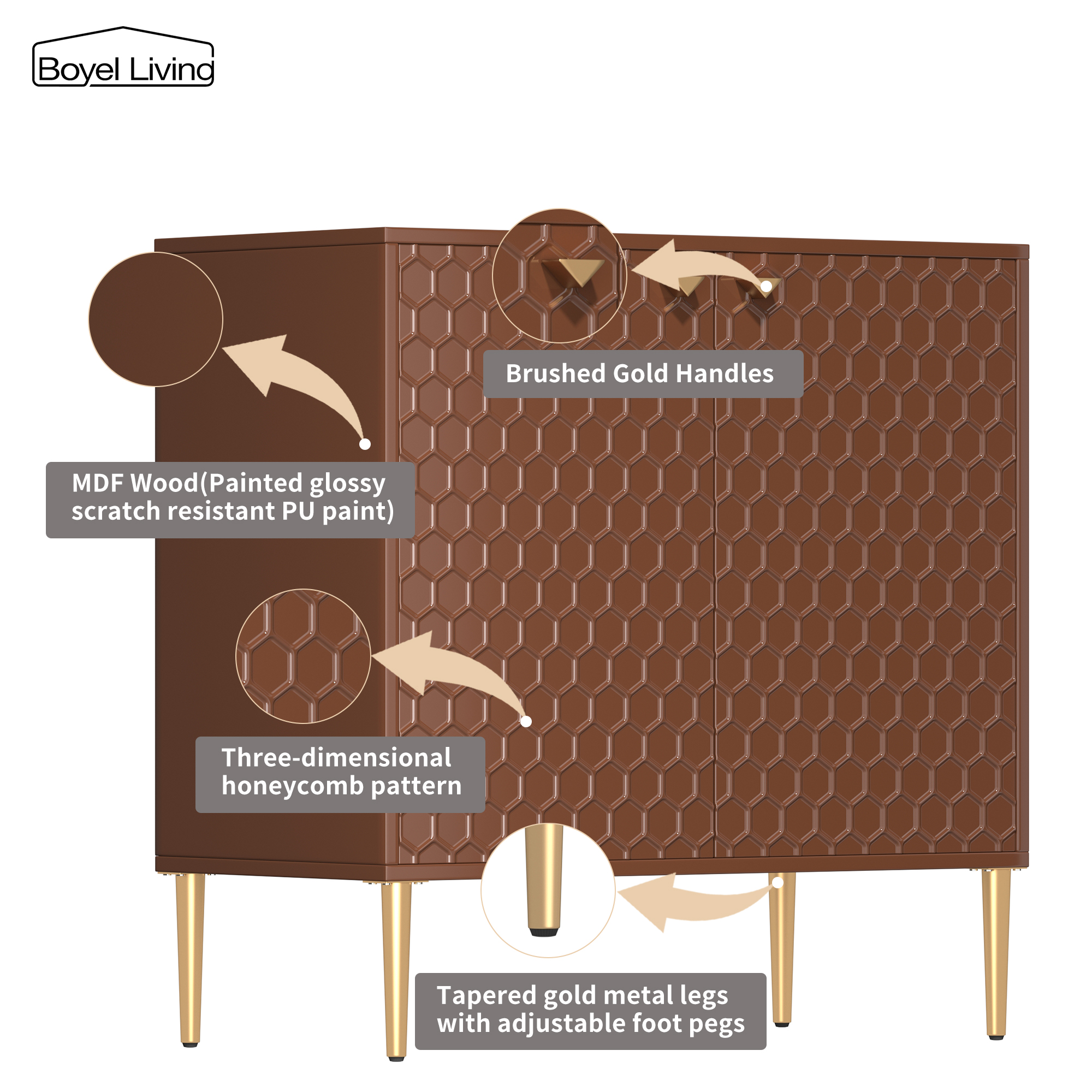 2 Door Adjustable Shelves Locker Cabinet TV Stand Side Table