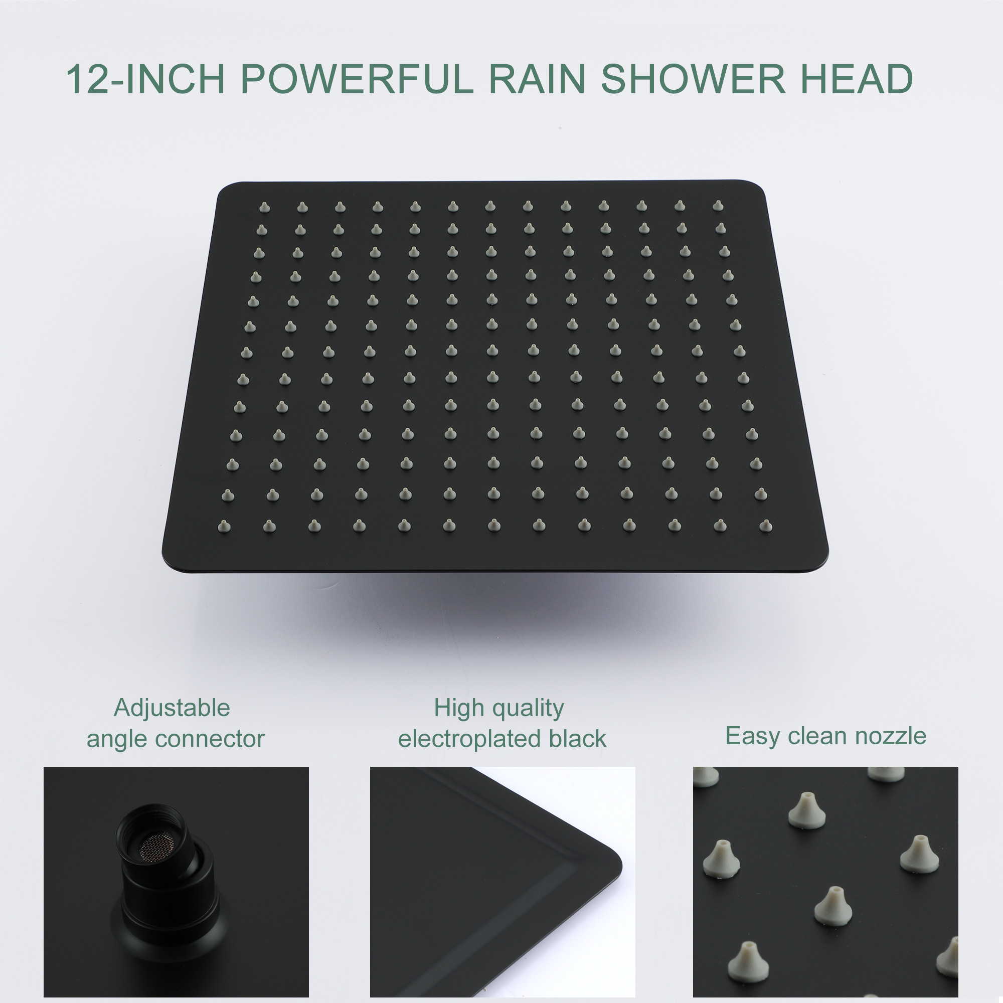 Ceiling Mount Single-Handle 1-Spray Tub and Shower Faucet with 12 in. Fixed Shower Head in Matte Black (Valve Included)
