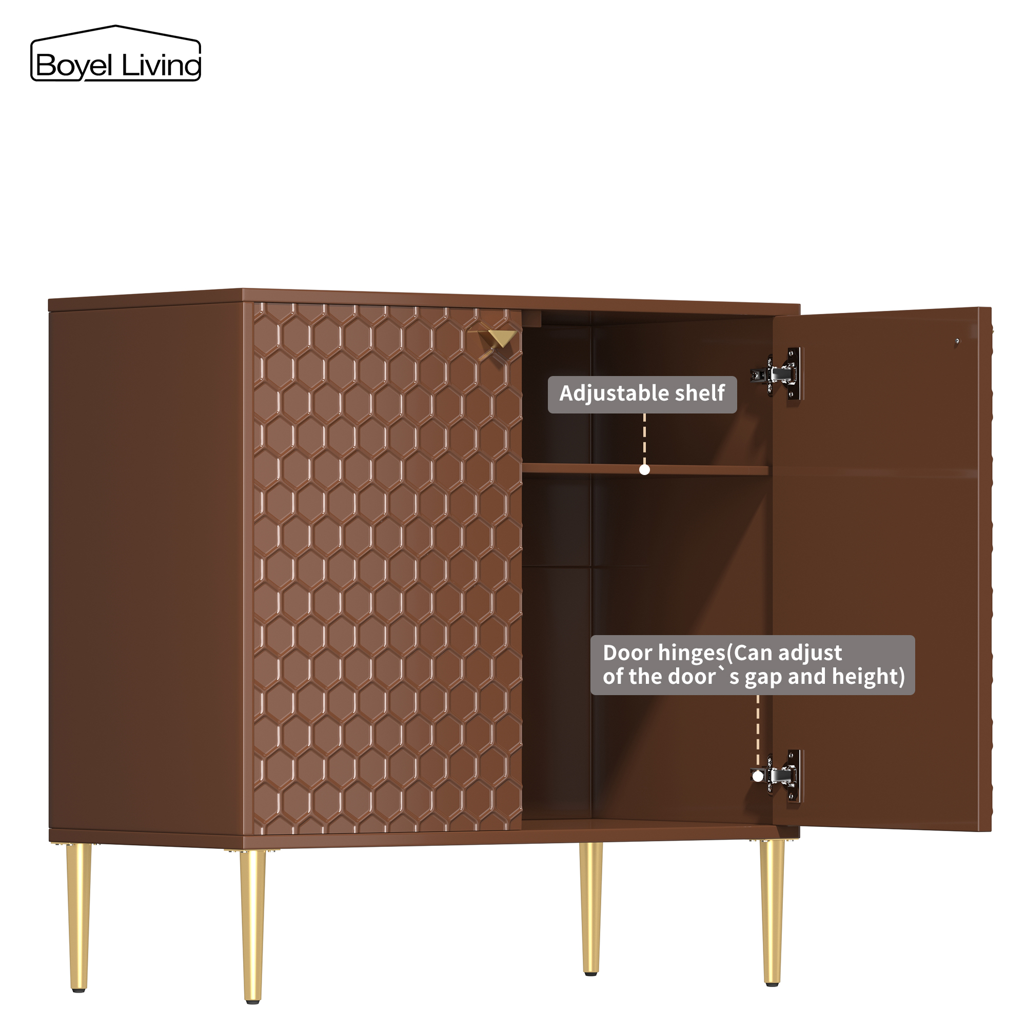 2 Door Adjustable Shelves Locker Cabinet TV Stand Side Table