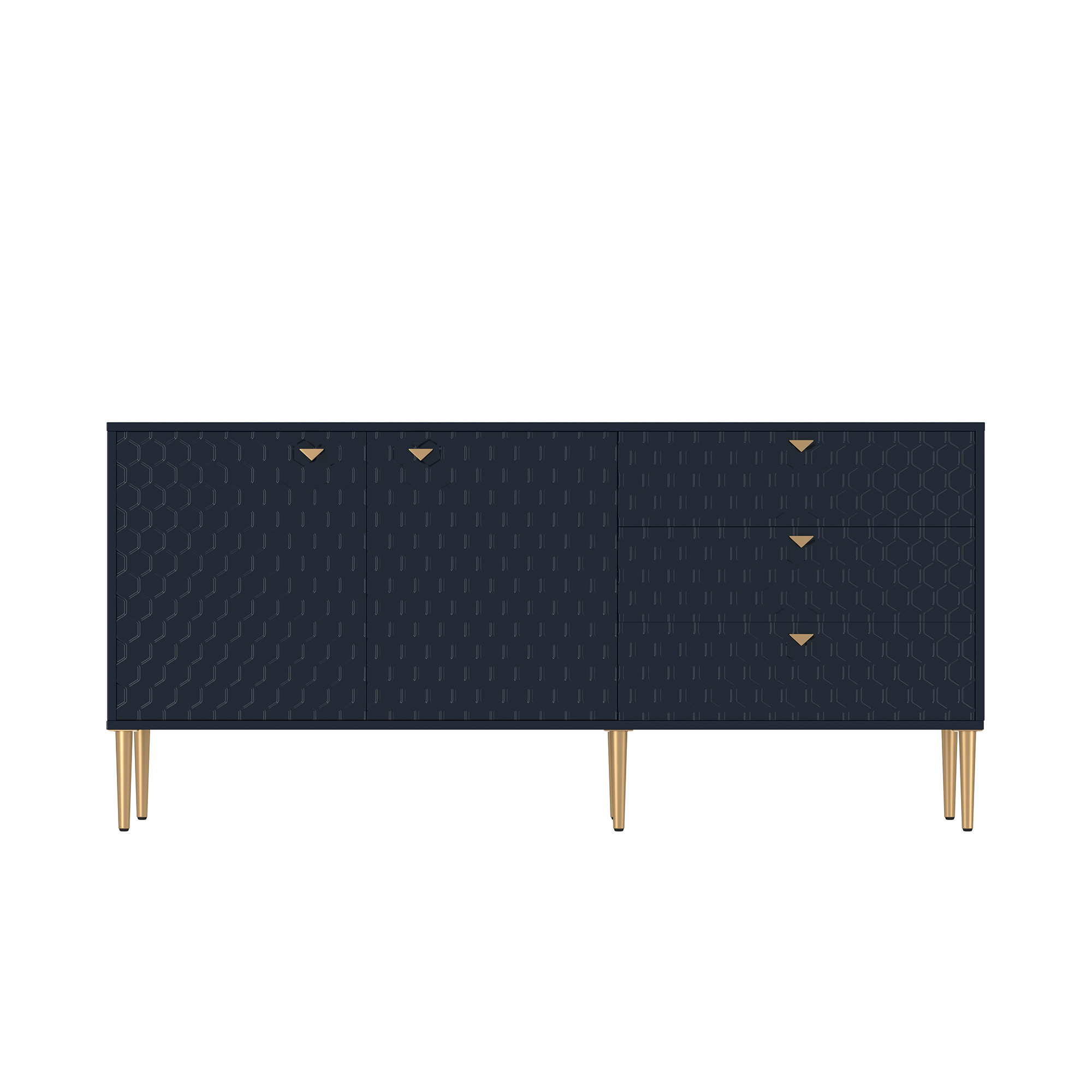 Boyel Living 2 Door Storage and 3 Drawers Three-dimensional Honeycomb Pattern TV Stands Cabinet MDF Sideboard