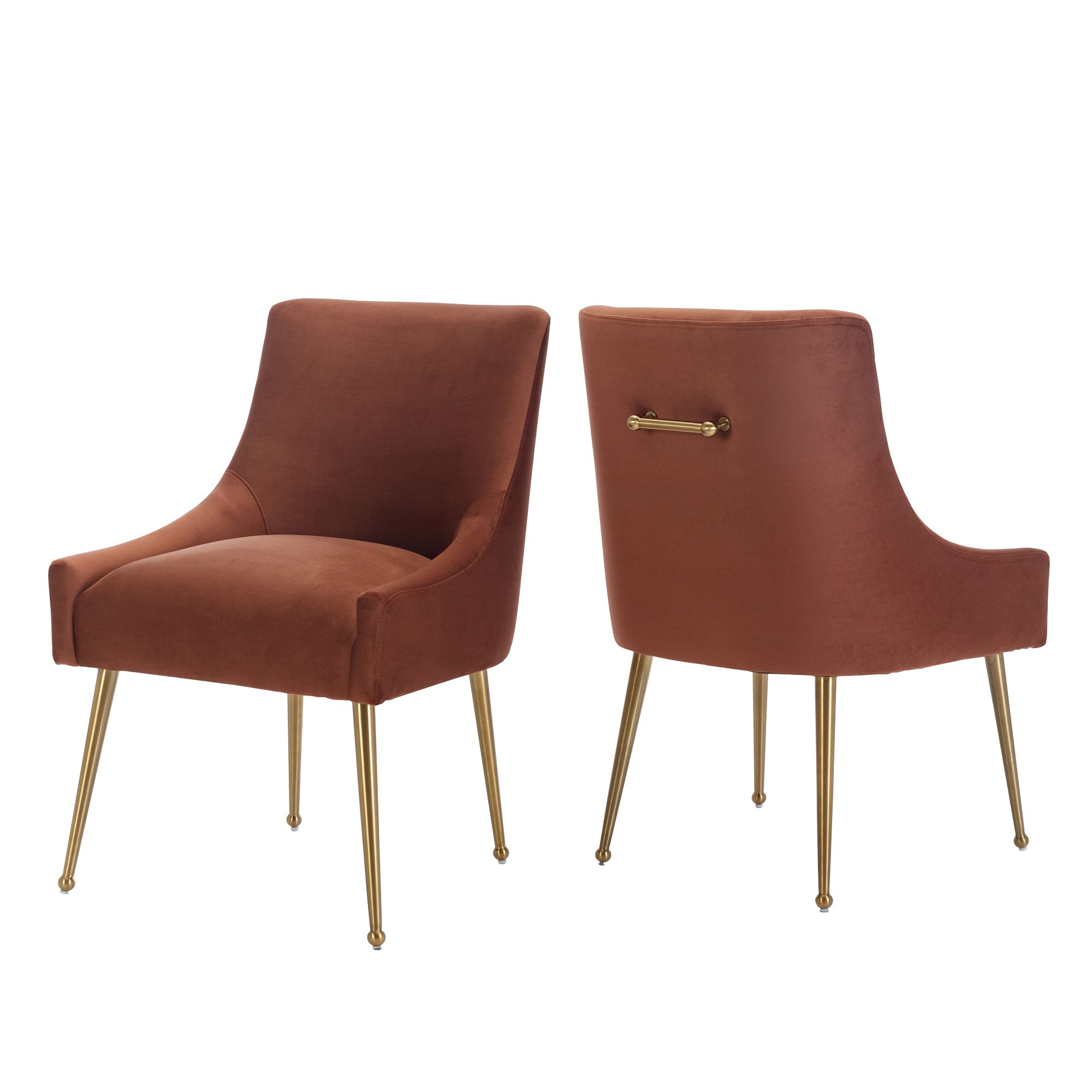 Velvet Dining Chair, Accent Side Chair With Adjustable Foot Nails, Set of 2