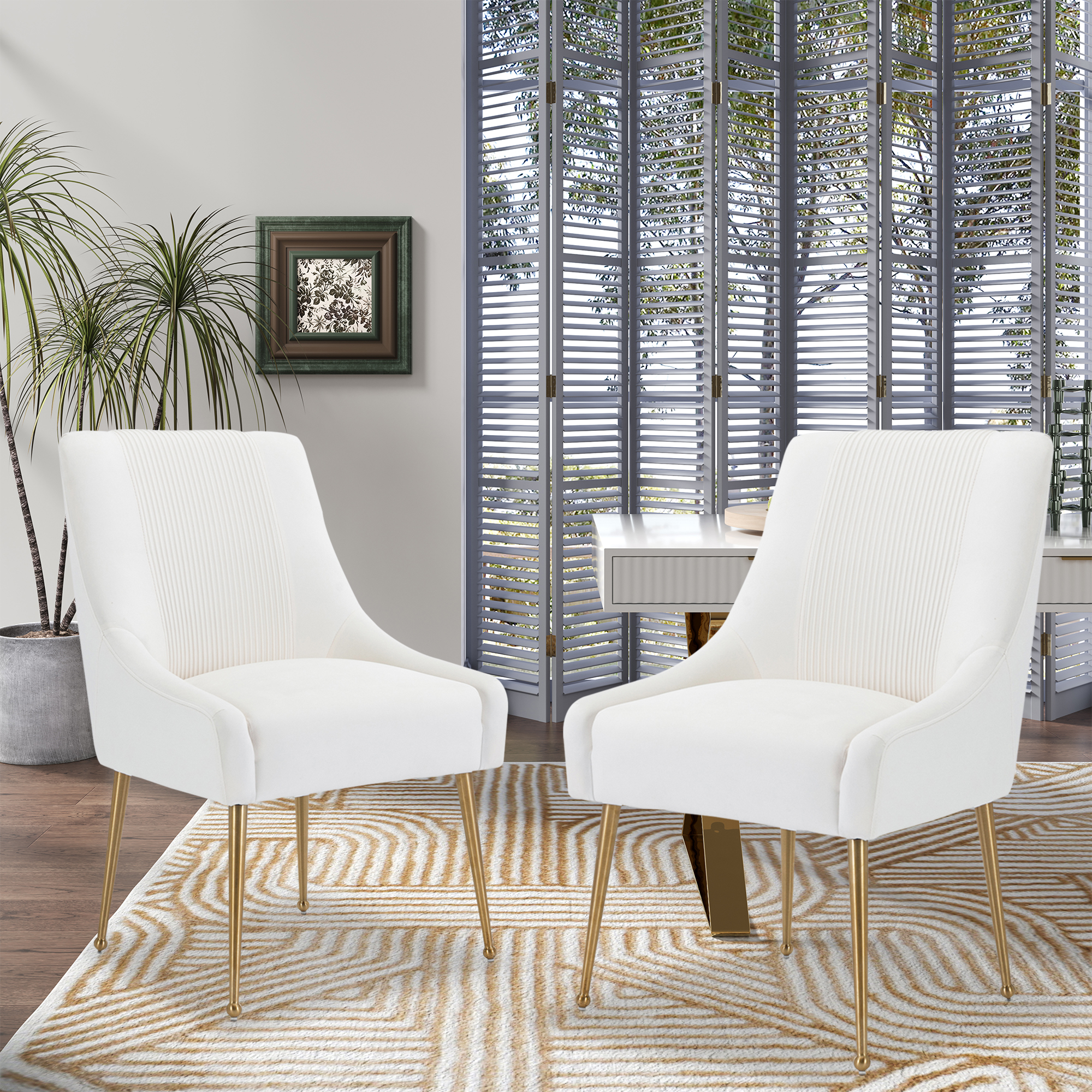 Velvet Dining Chair, Accent Side Chair With Adjustable Foot Nails, Set of 2