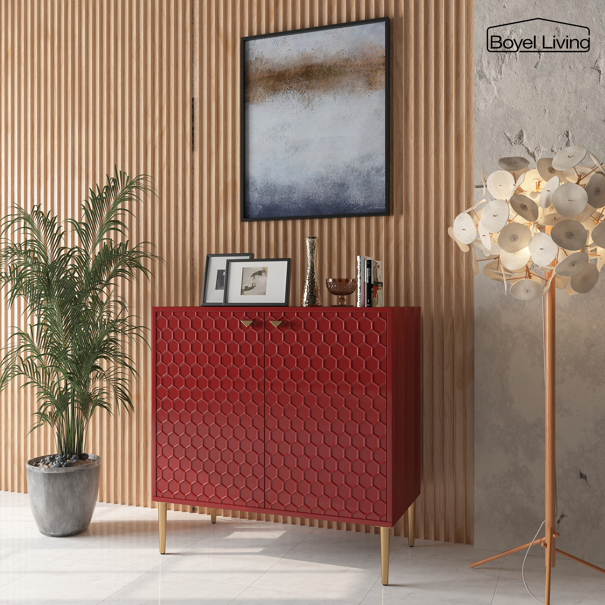 2 Door Adjustable Shelves Locker Cabinet TV Stand Side Table