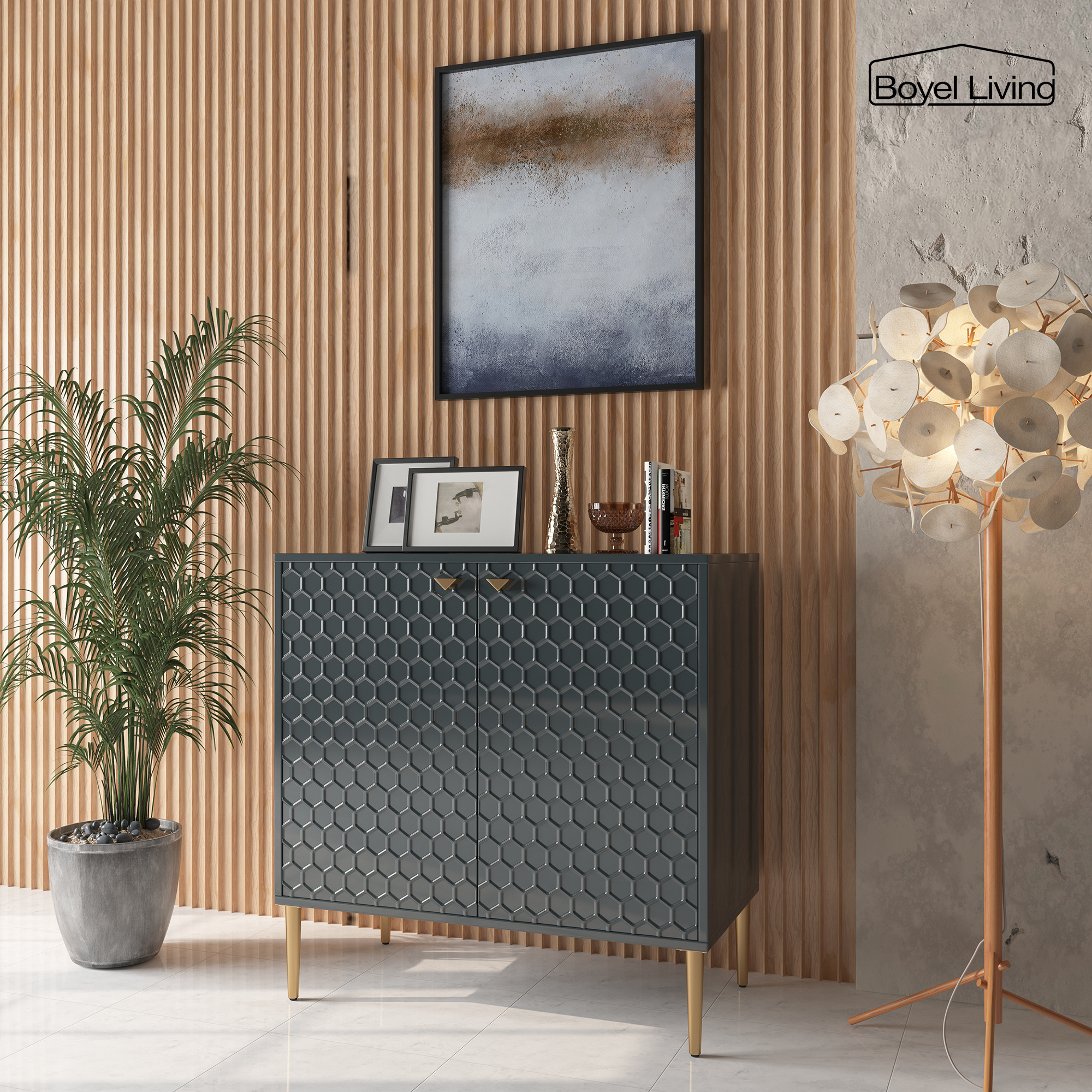 2 Door Adjustable Shelves Locker Cabinet TV Stand Side Table