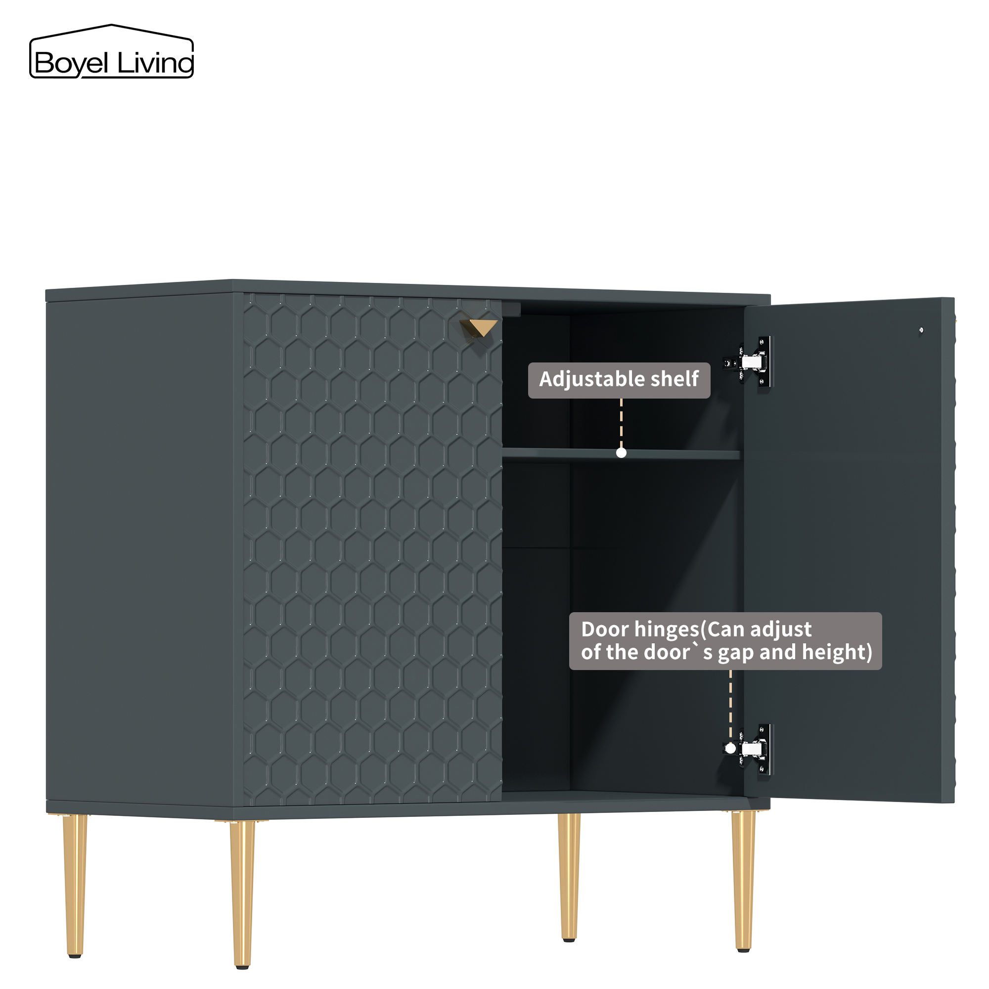 2 Door Adjustable Shelves Locker Cabinet TV Stand Side Table