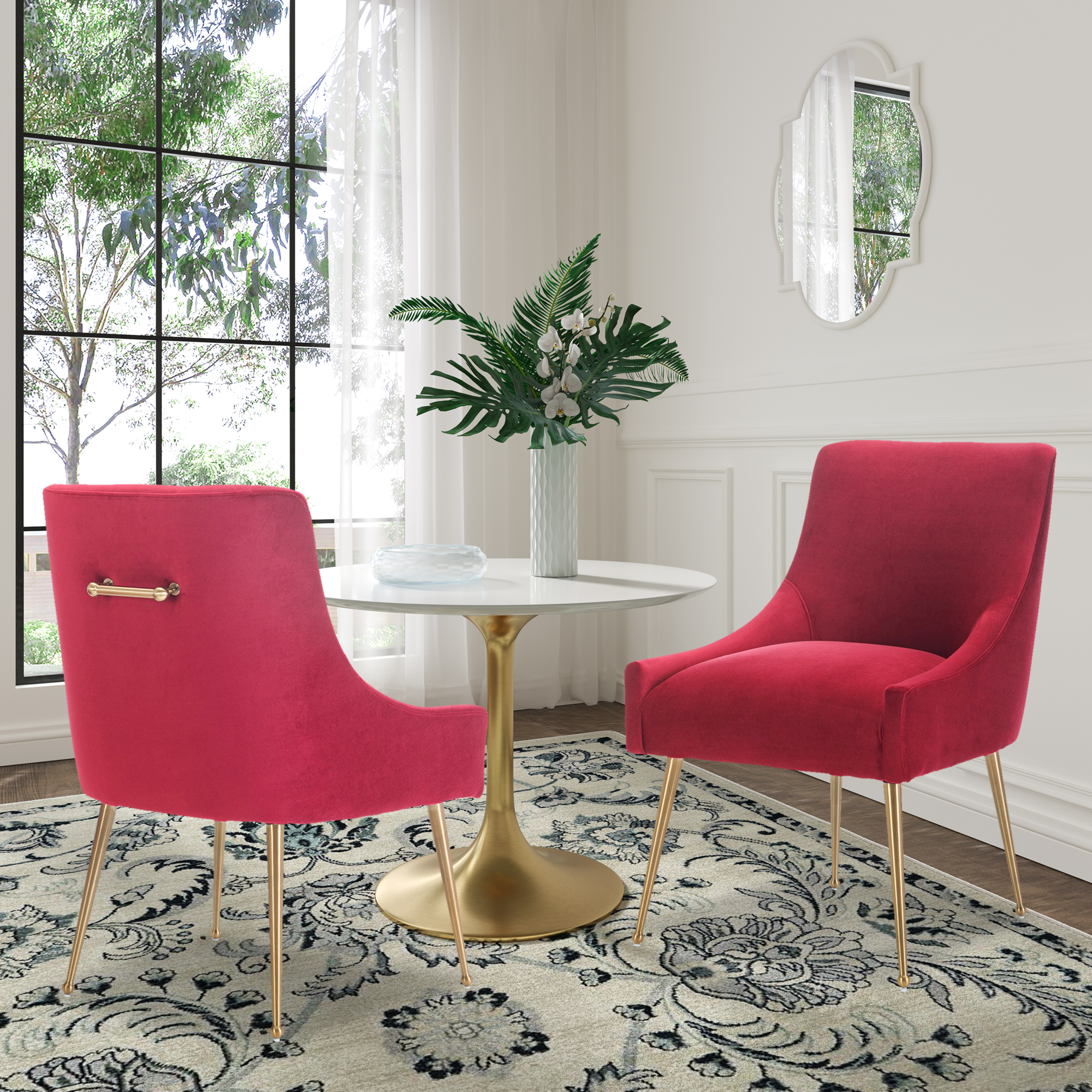 Velvet Dining Chair, Accent Side Chair With Adjustable Foot Nails, Set of 2