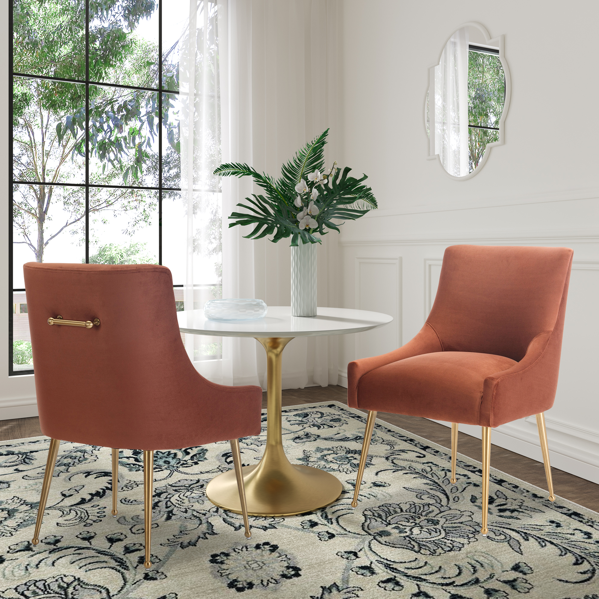 Velvet Dining Chair, Accent Side Chair With Adjustable Foot Nails, Set of 2