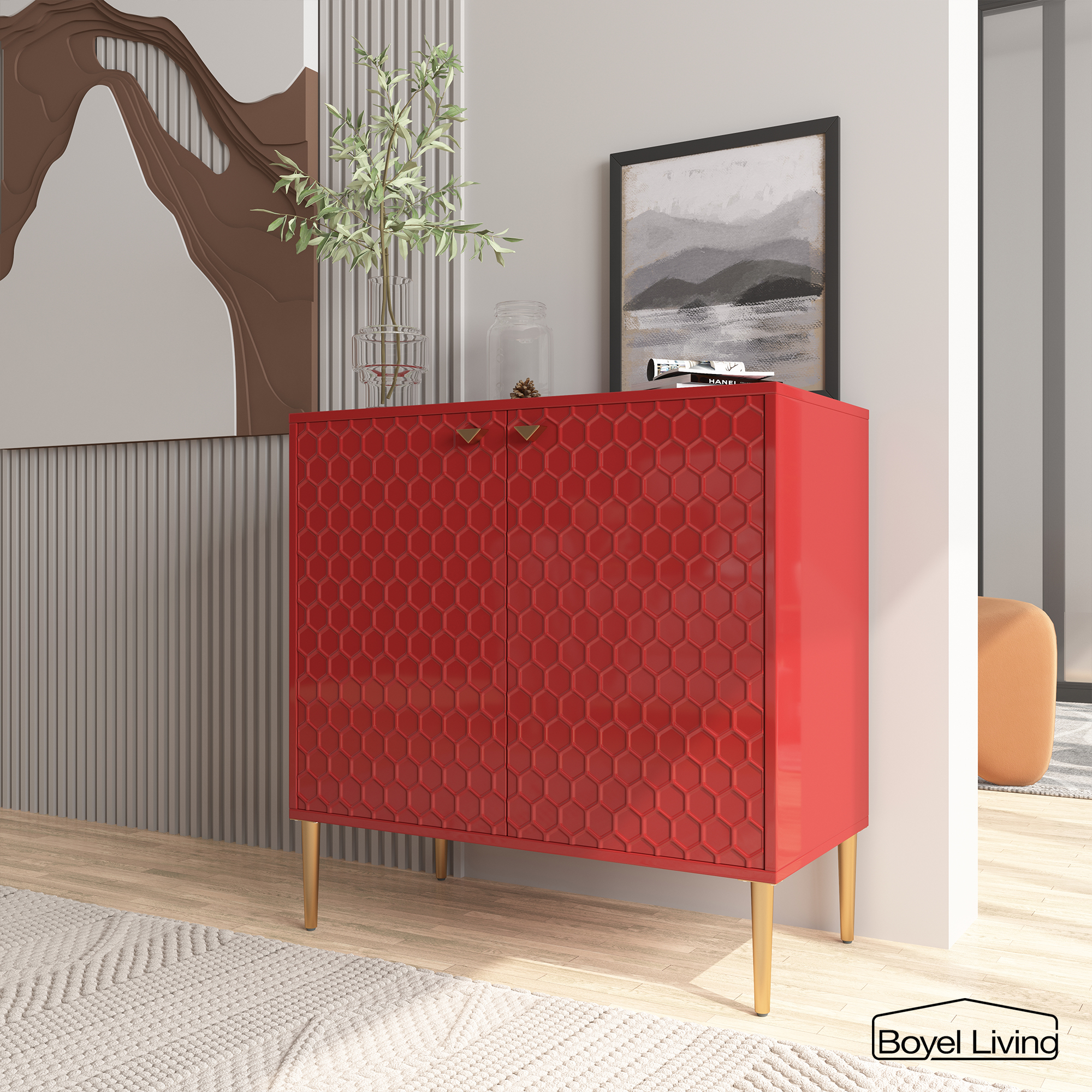 2 Door Adjustable Shelves Locker Cabinet TV Stand Side Table