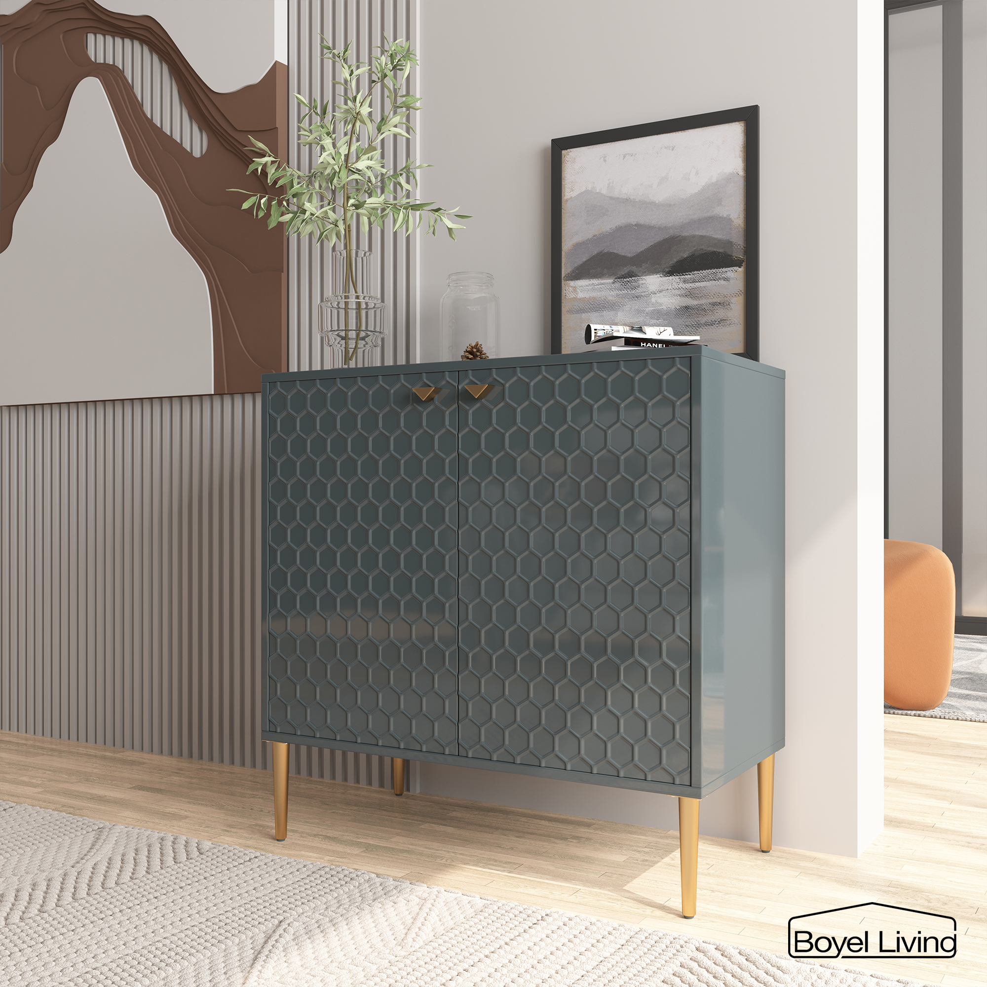 2 Door Adjustable Shelves Locker Cabinet TV Stand Side Table