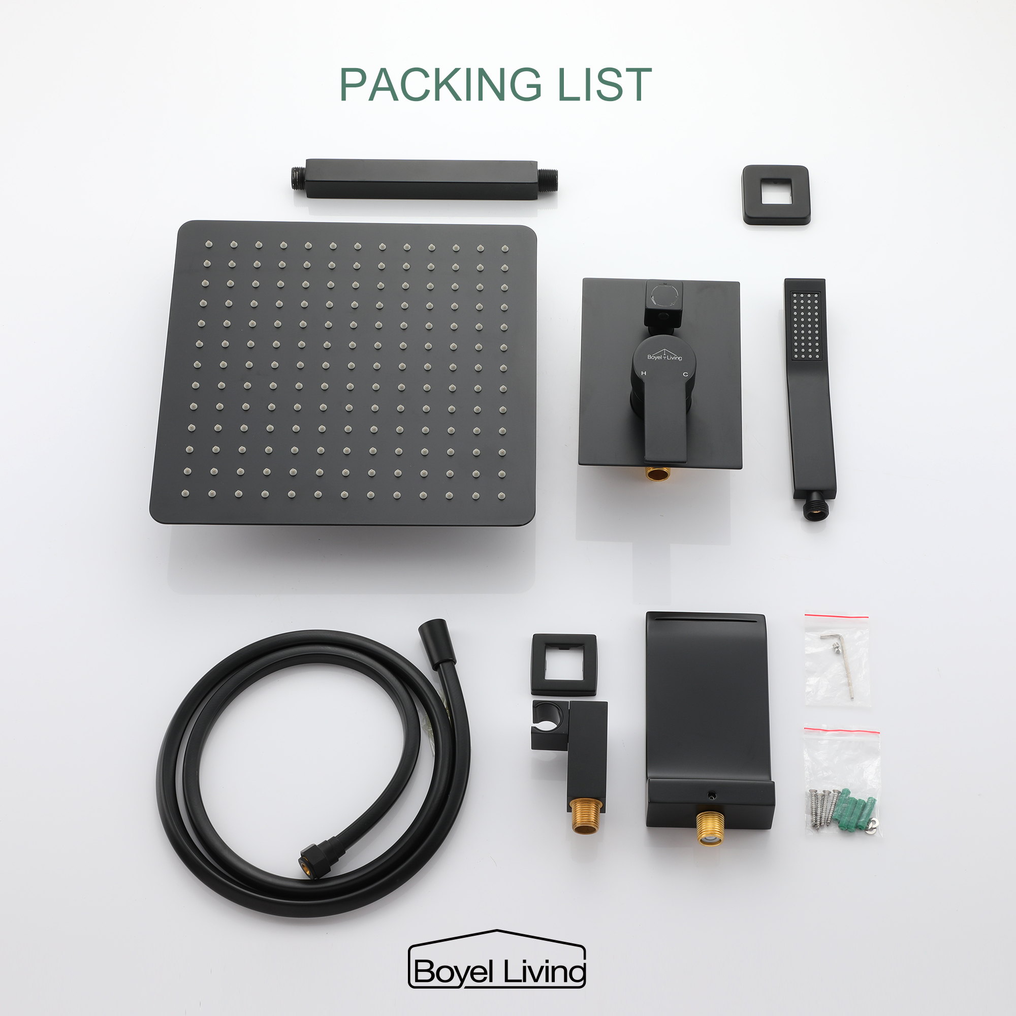 Ceiling Mount Single-Handle 1-Spray Tub and Shower Faucet with 12 in. Fixed Shower Head in Matte Black (Valve Included)