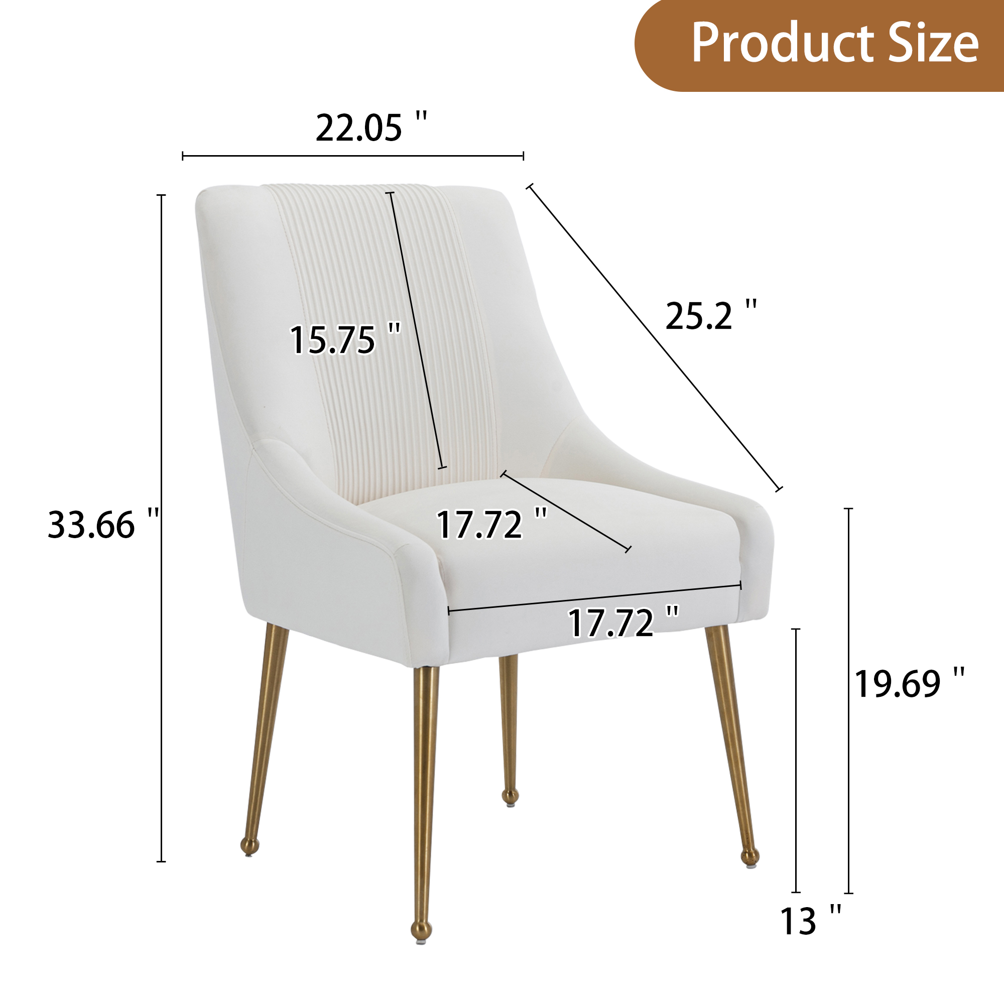 Velvet Dining Chair, Accent Side Chair With Adjustable Foot Nails, Set of 2