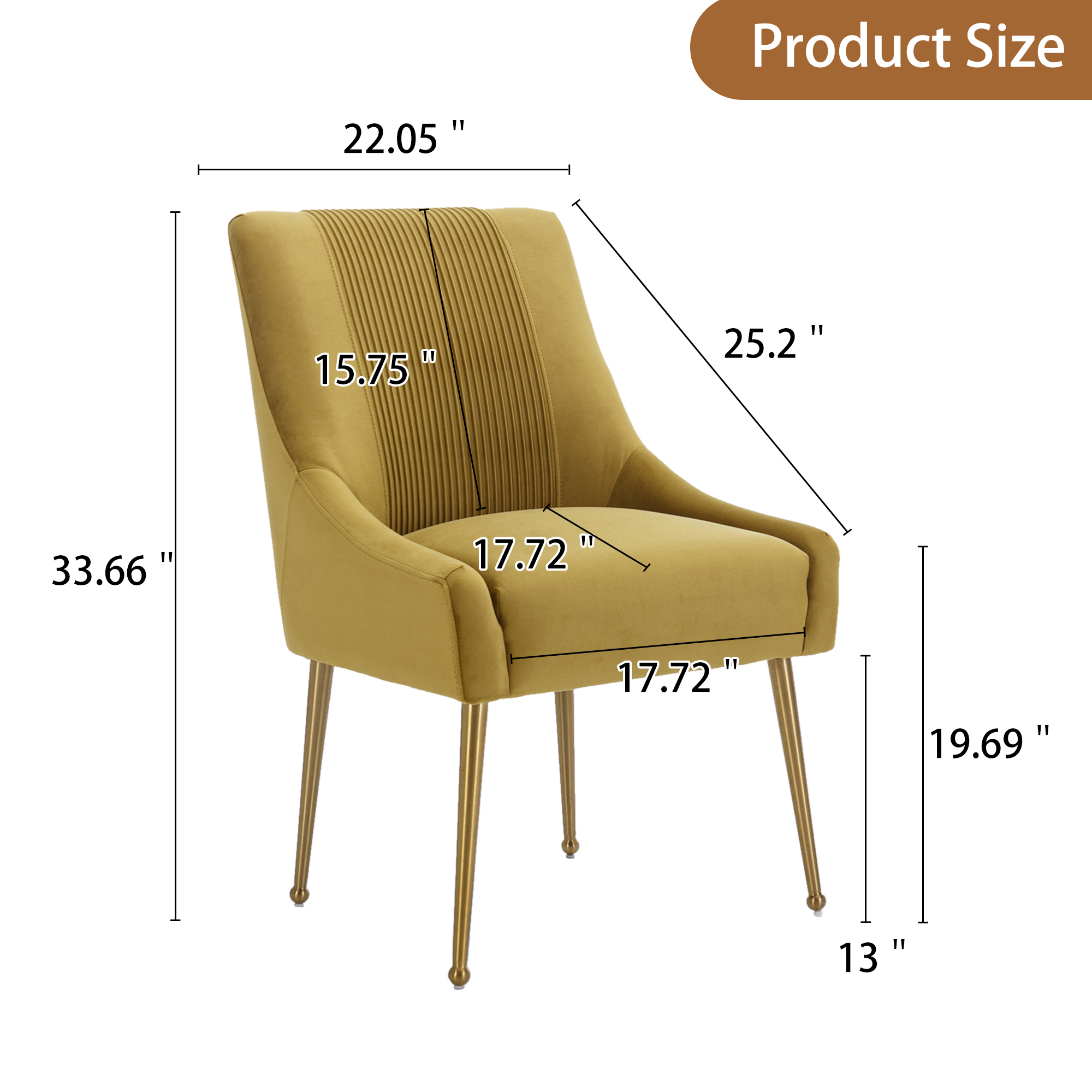 Velvet Dining Chair, Accent Side Chair With Adjustable Foot Nails, Set of 2