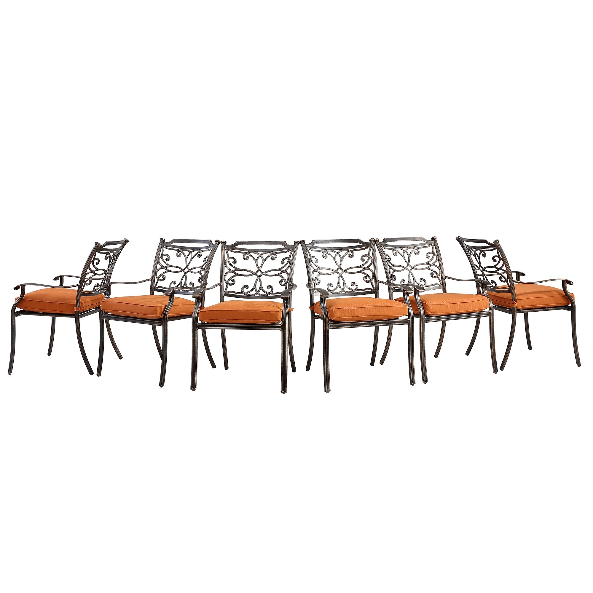 Set of 6 Cast Aluminum Flower-Shaped Backrest Dining Chairs-Boyel Living