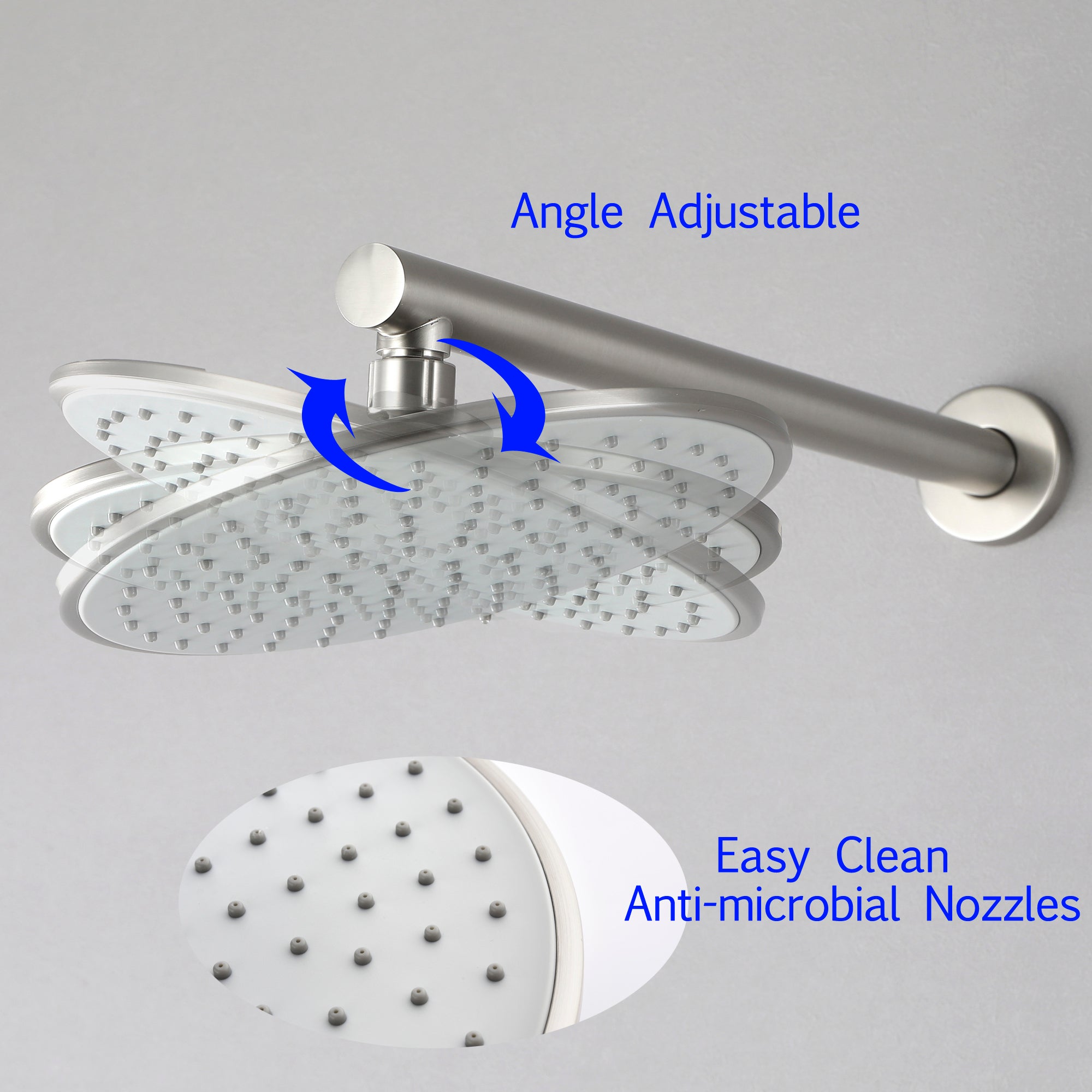 Boyel Living 1-Spray Patterns with 3.4 GPM 9 in. Wall Mount Rain Fixed Shower Head with Single Lever Handle and Valve-Boyel Living