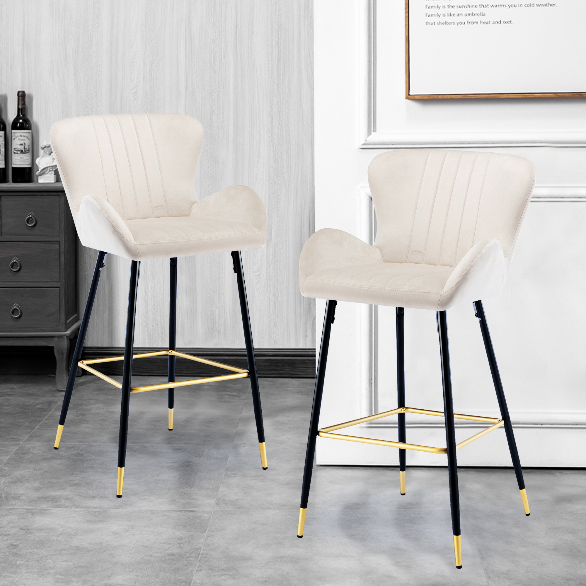 COOLMORE  2PC  Bar Stools with Back and Footrest Counter Height Dining Chairs-Boyel Living