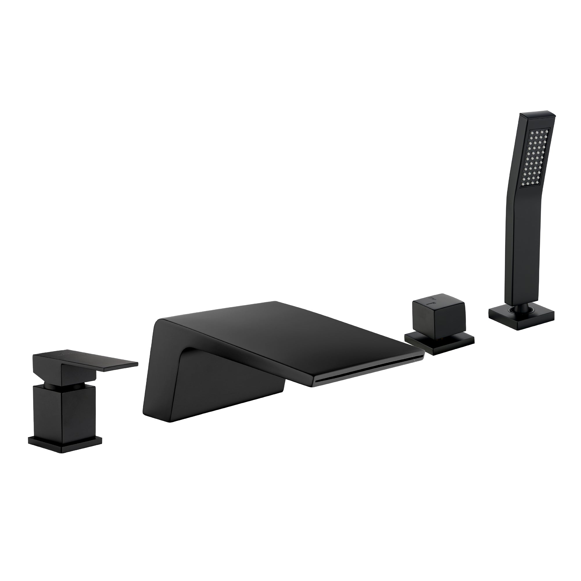 Boyel Living Tub Deck Mount Roman Bathtub Faucets  with Hand Shower and Water Suply Hose in Matte Black-Boyel Living