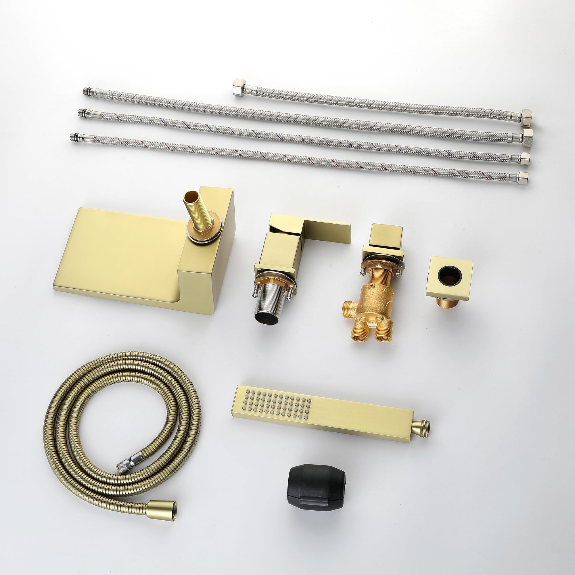 Boyel Living Tub Deck Mount Roman Bathtub Faucet with Hand Shower and Water Suply Hose-Boyel Living