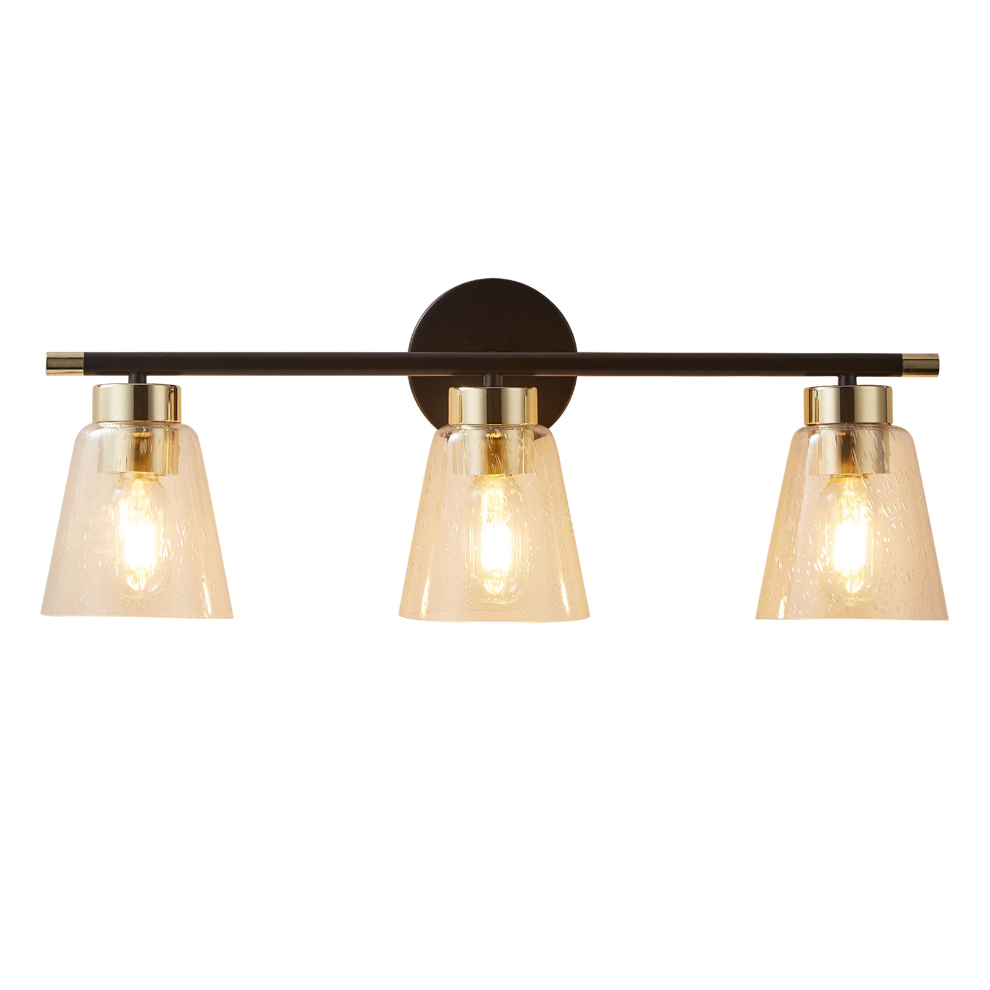 Vanity lamp in matte black& brushed gold with glass lampshade 3 lamps（Without bulb）-Boyel Living