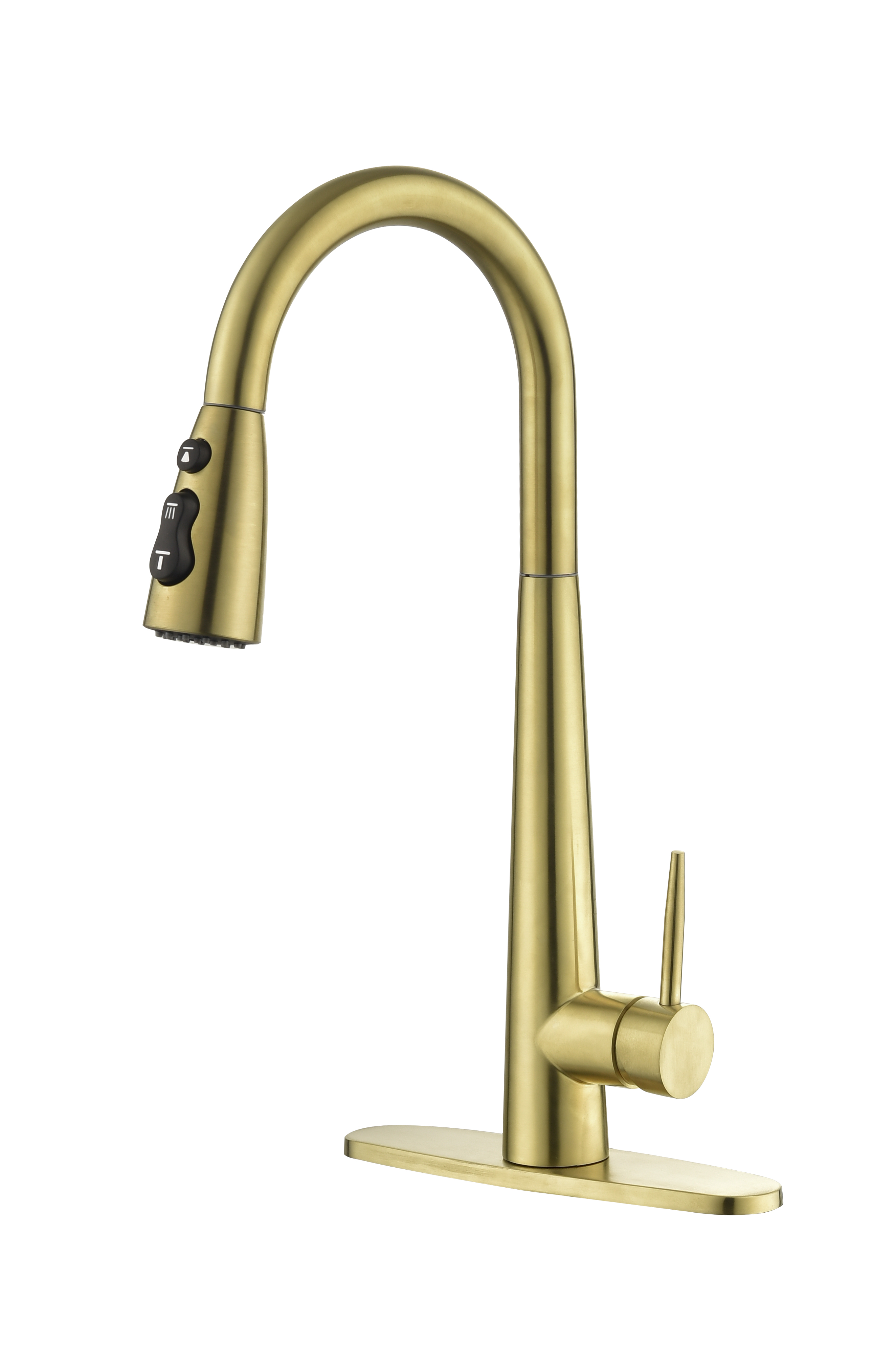 Gold Kitchen Faucets with Pull Down Sprayer, Kitchen Sink Faucet with Pull Out Sprayer, Fingerprint Resistant, Single Hole Deck Mount, Single Handle Copper Kitchen Faucet,-Boyel Living