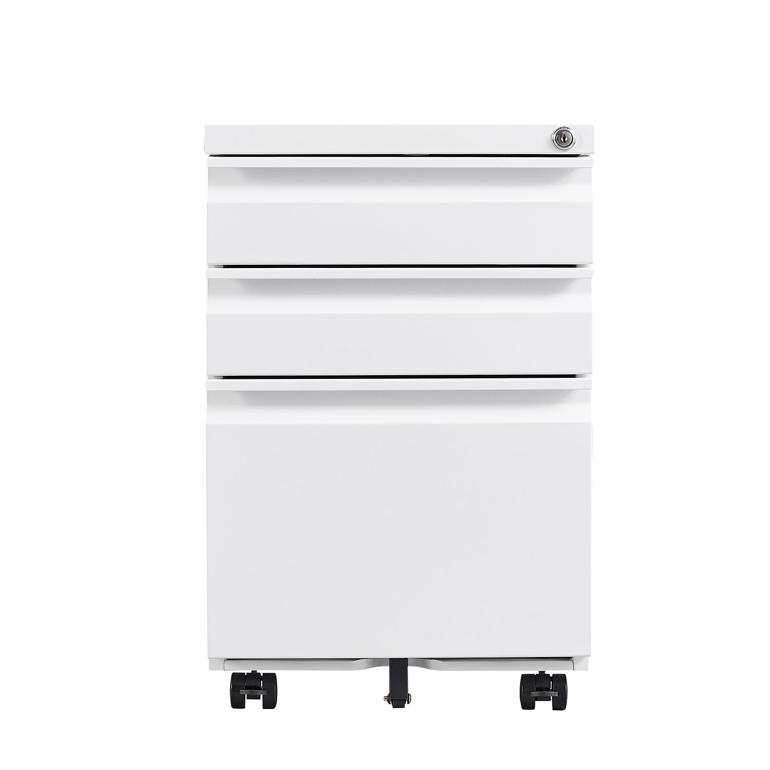 3 Drawer Mobile Locking File Cabinet, Rolling Filing Cabinet for Letter/A4 Size With 5 Wheels ,WHITE