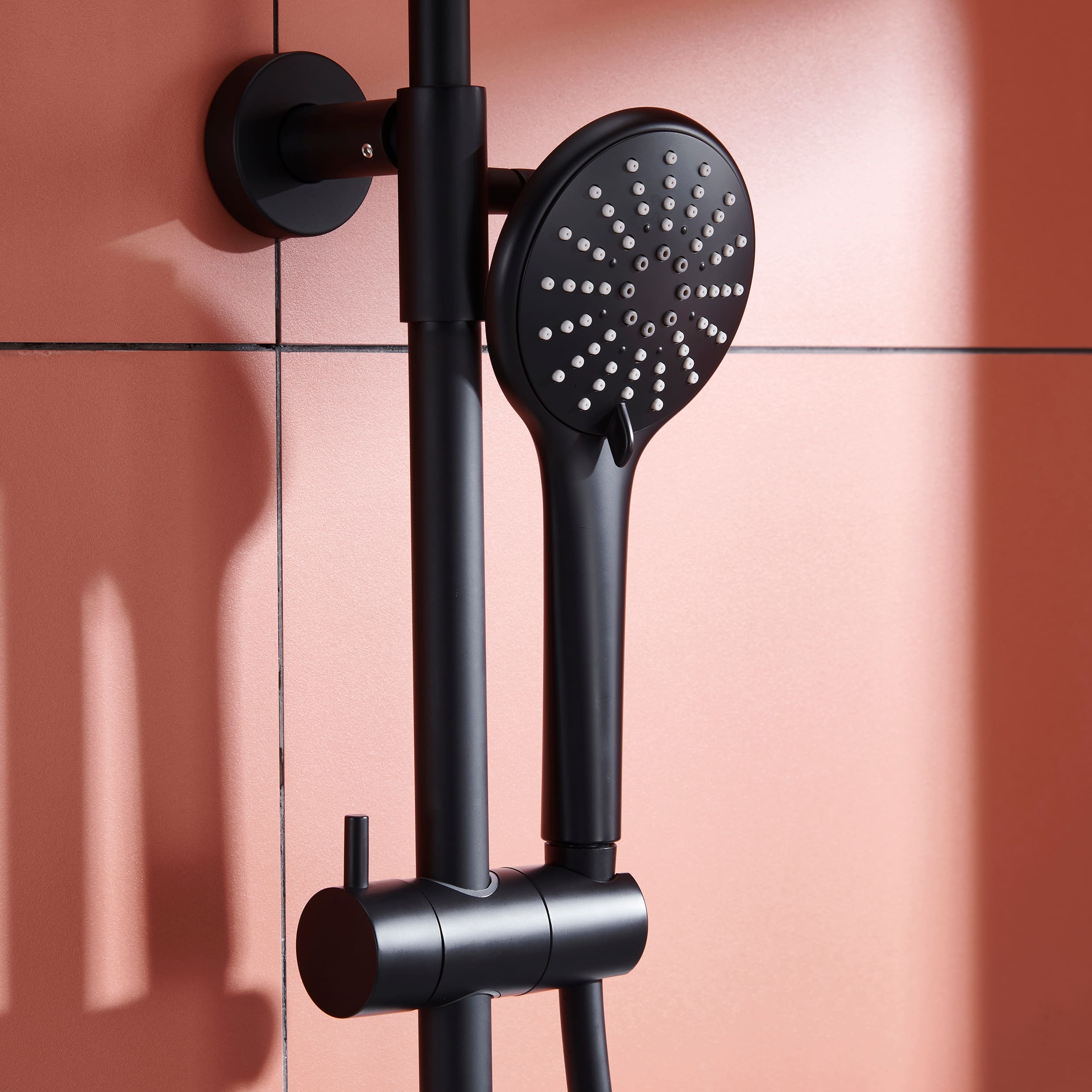 3 Function Wall Mount Round Thermostatic Rain Shower System with Tub Spout in Matte Black-Boyel Living