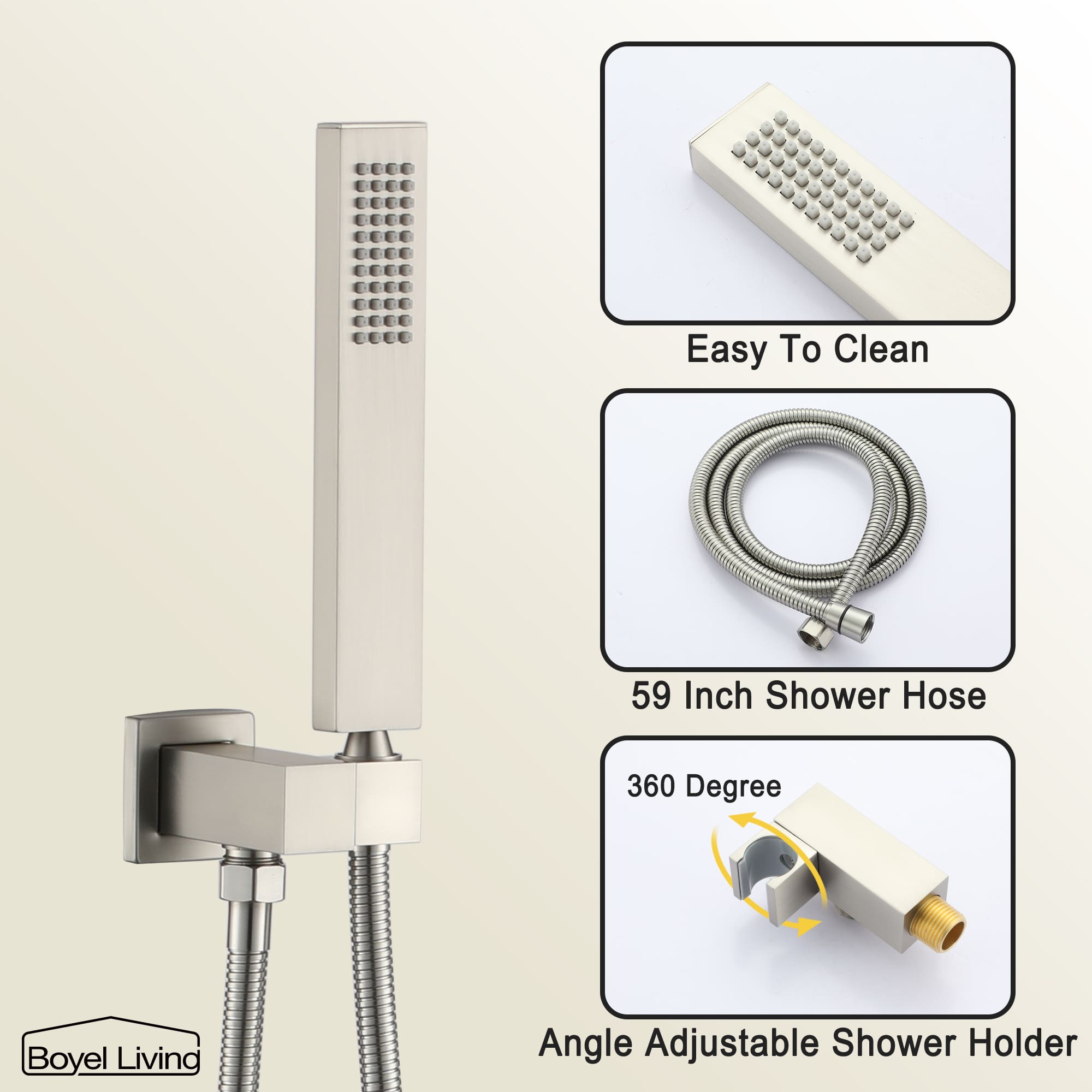 Boyel Living Rainfall & Waterfall 2 GPM 10 in. Wall Mount Dual Shower Heads System with Handheld Shower and Pressure Balance Valve-Boyel Living