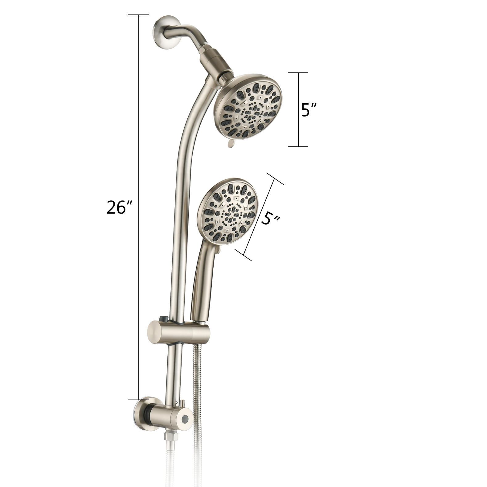 Dual Shower Head System with Handheld Dimensions