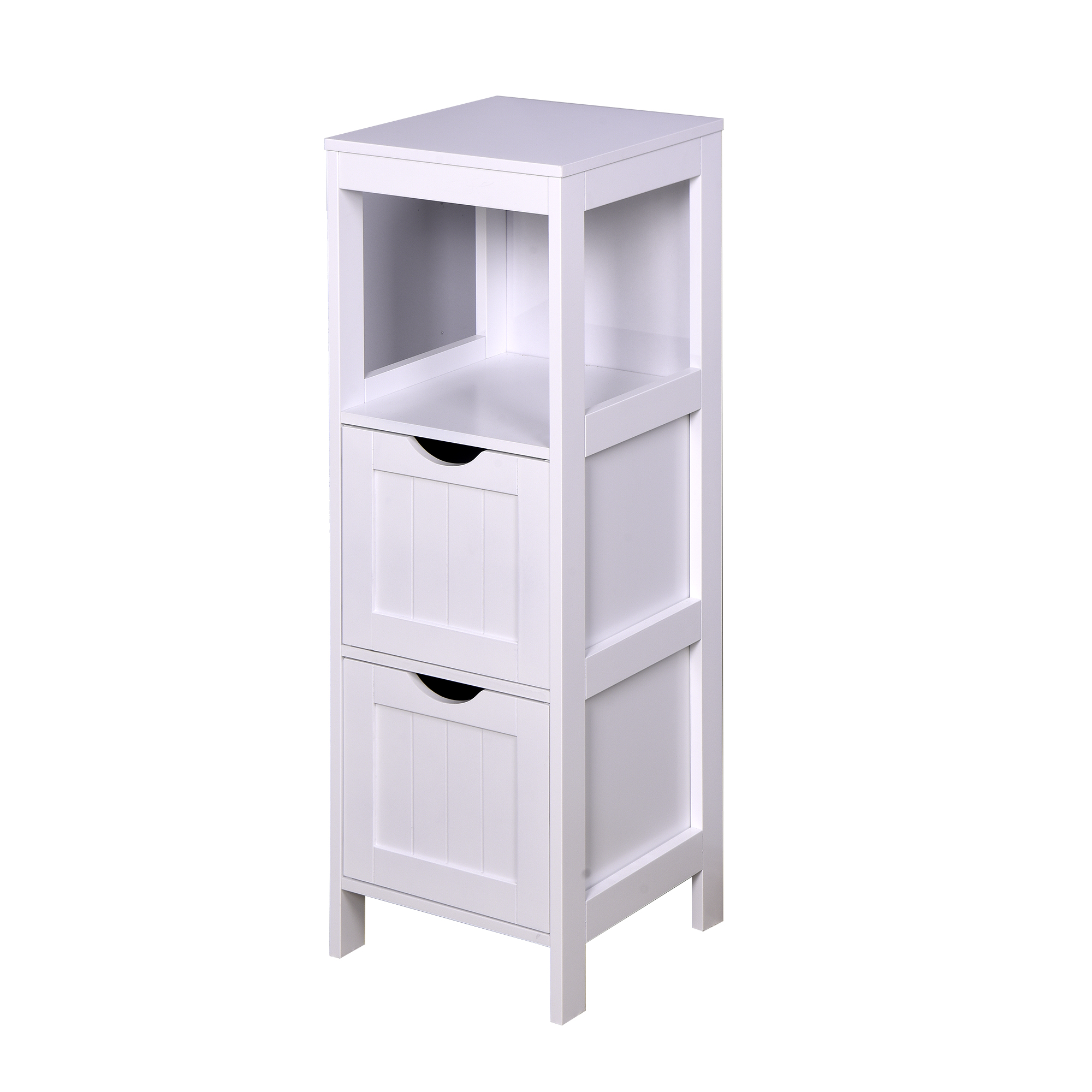 White Floor Cabinet Multifunctional Bathroom Storage Organizer Rack Stand, 2 Drawers-Boyel Living
