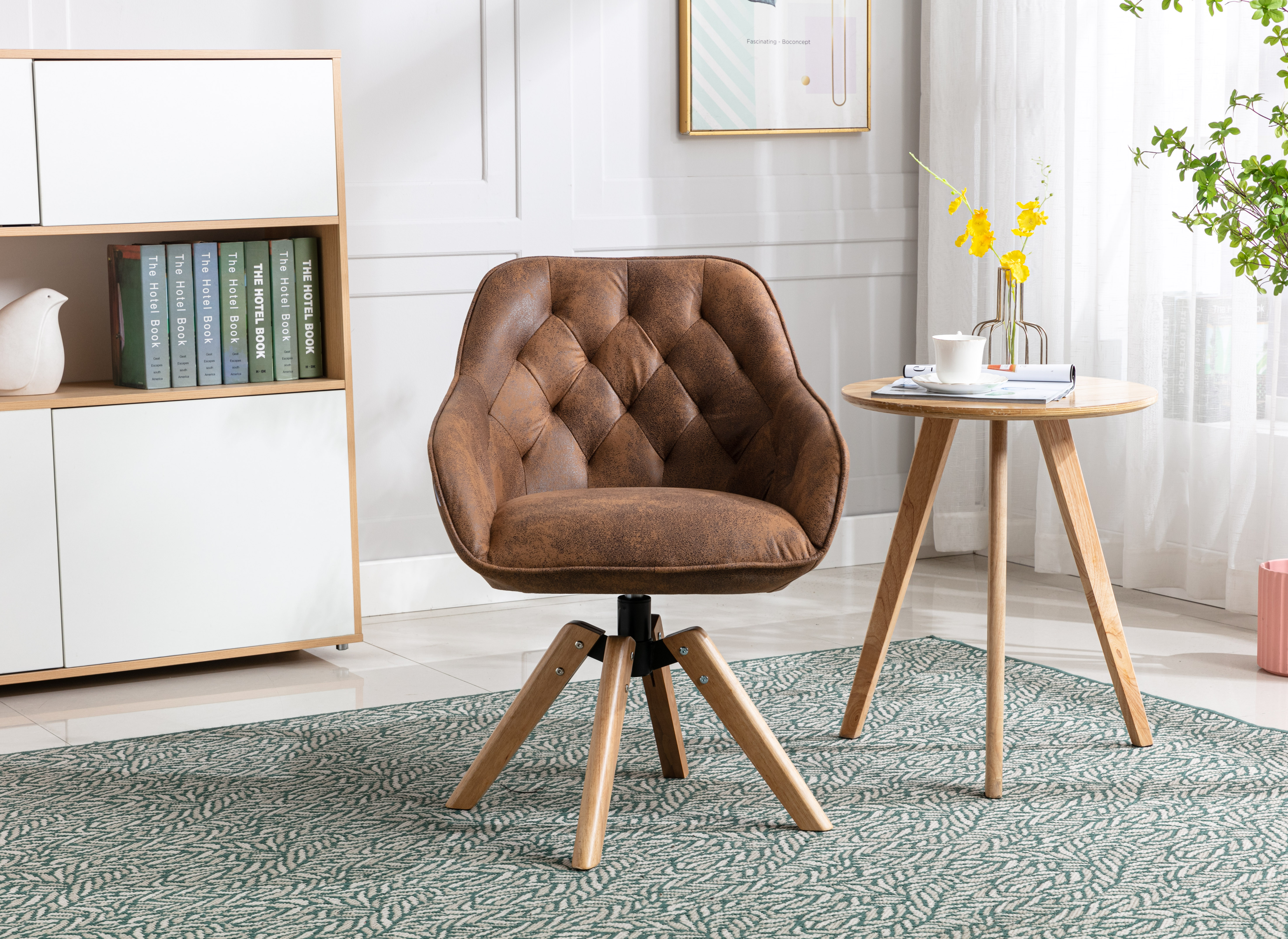 COOLMORE Solid&nbsp;Wood&nbsp;Tufted&nbsp;Upholstered&nbsp;Armless&nbsp; home office  chair-Boyel Living