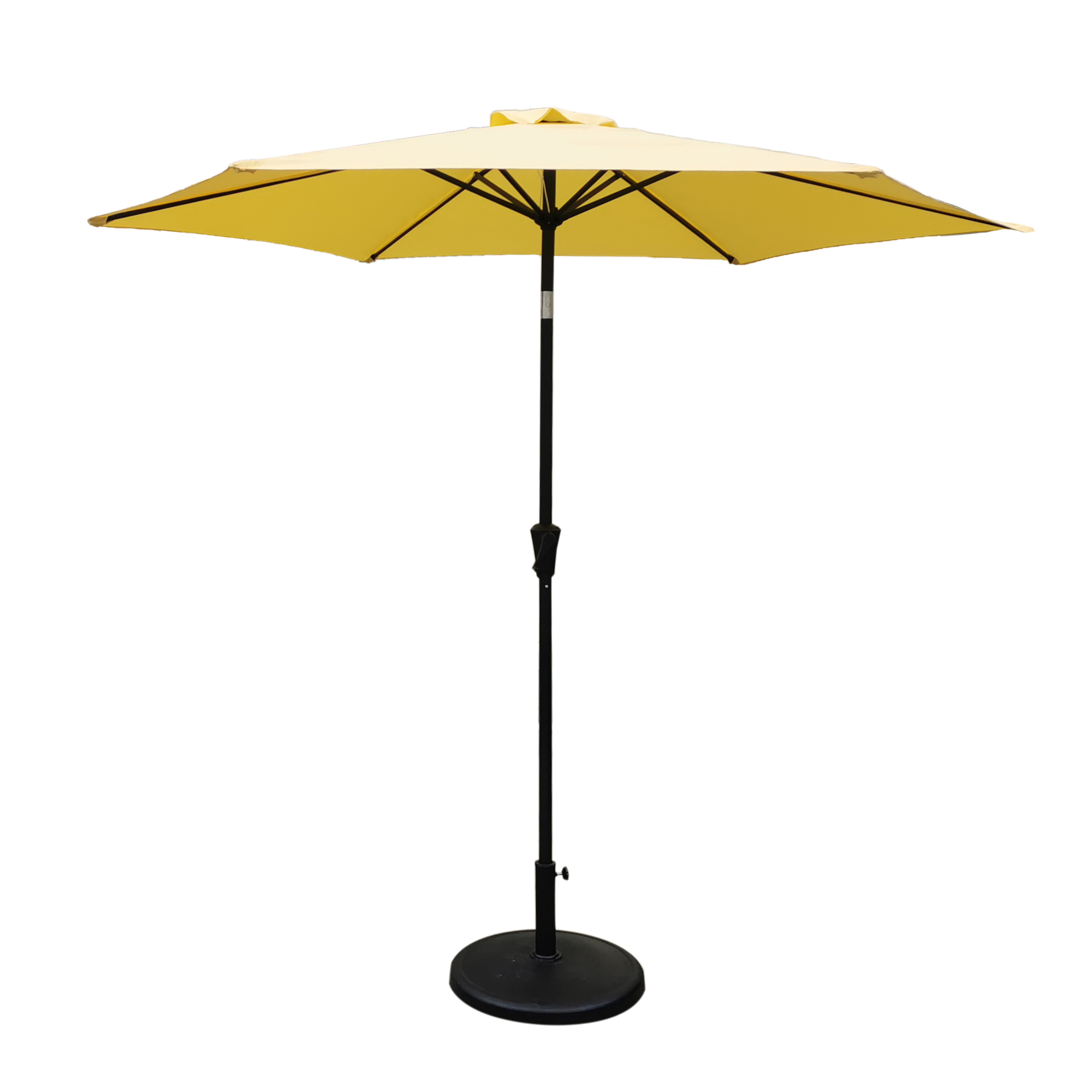 8.8 feet Outdoor Aluminum Patio Umbrella, Patio Umbrella, Market Umbrella with 42 pounds Round Resin Umbrella Base, Push Button Tilt and Crank lift, Yellow