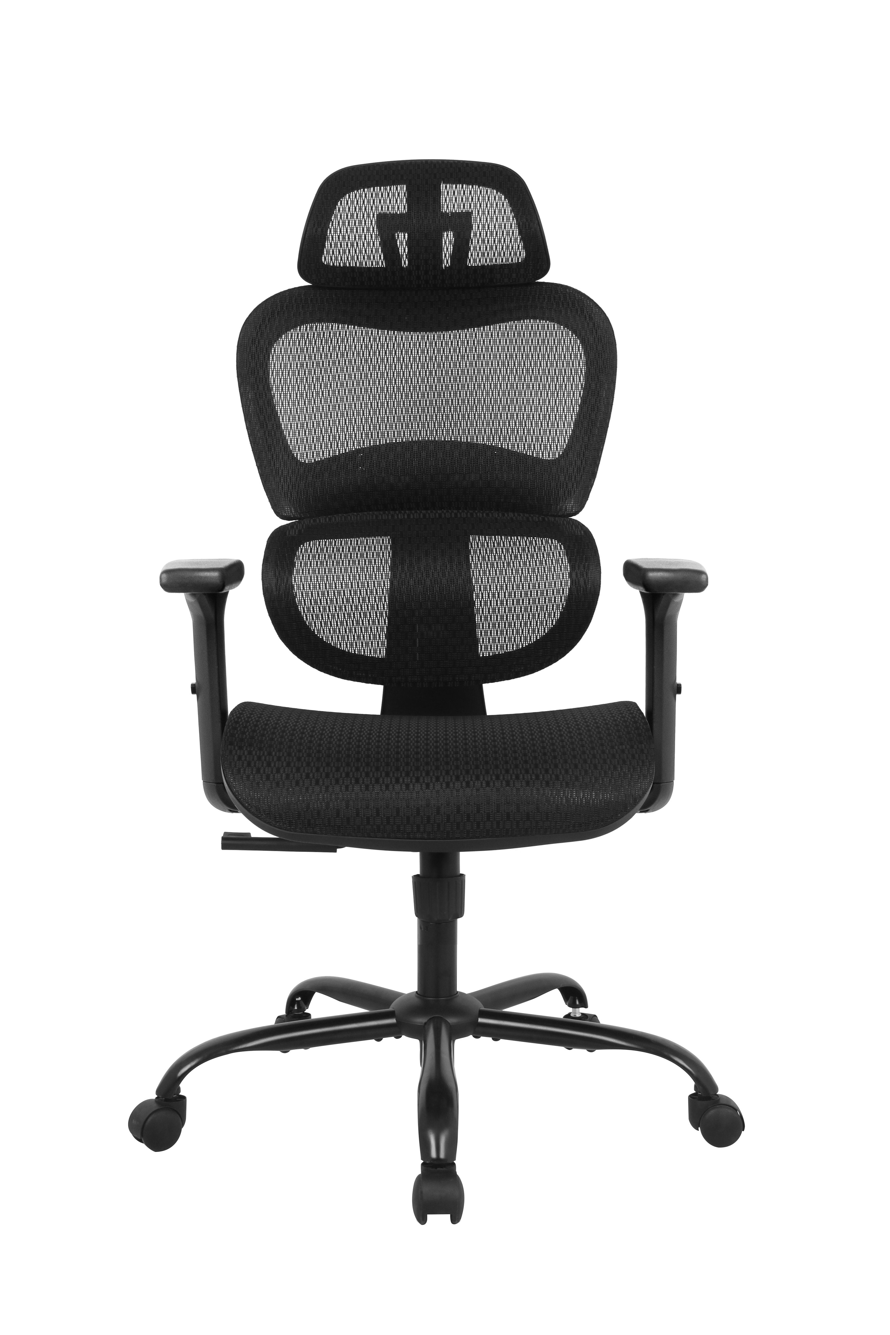 Ergonomic Mesh Chair with metal KD Base in Black-Boyel Living