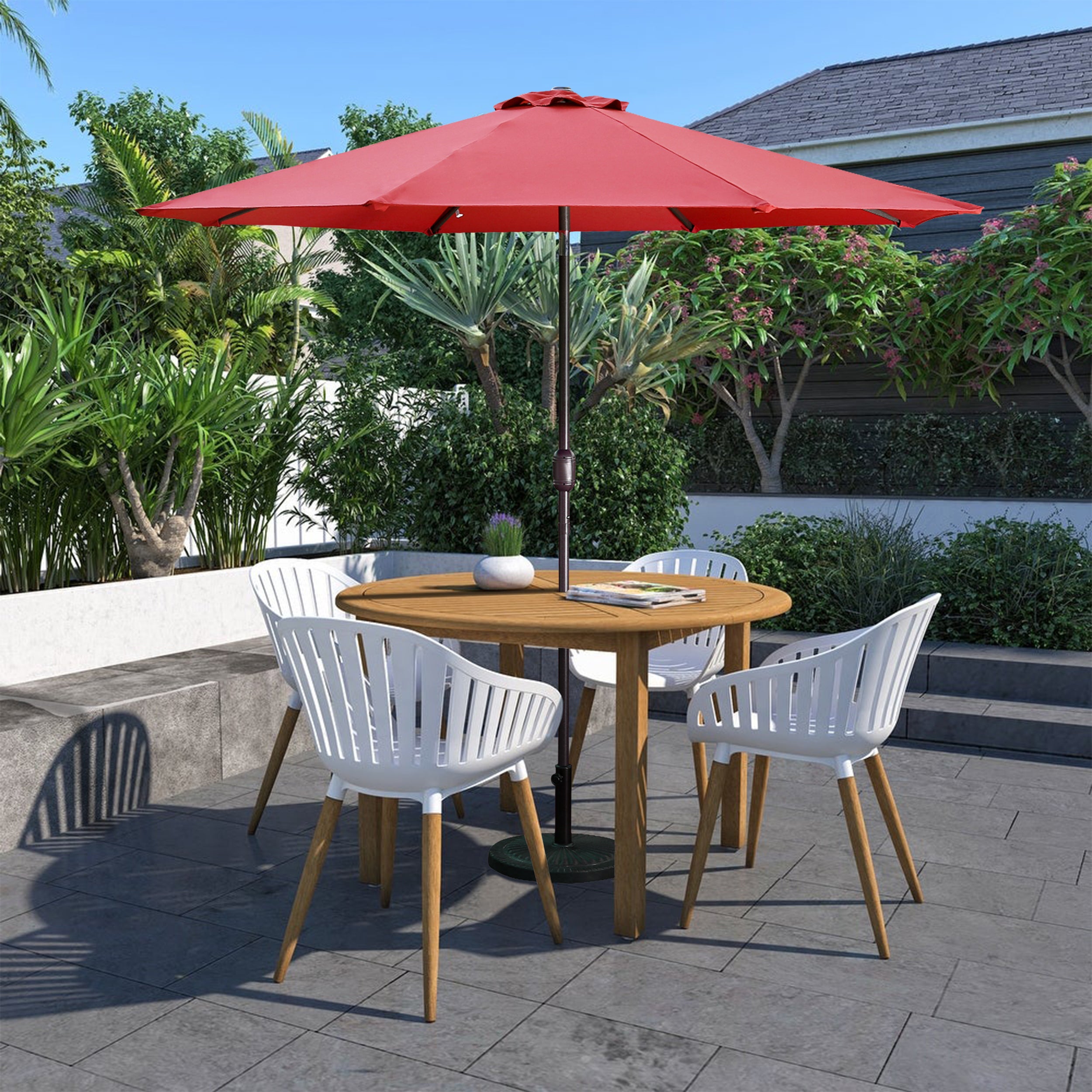 9ft Patio Umbrella Outdoor Umbrella Patio Market Umbrella with Push Button Tilt and Crank-Boyel Living