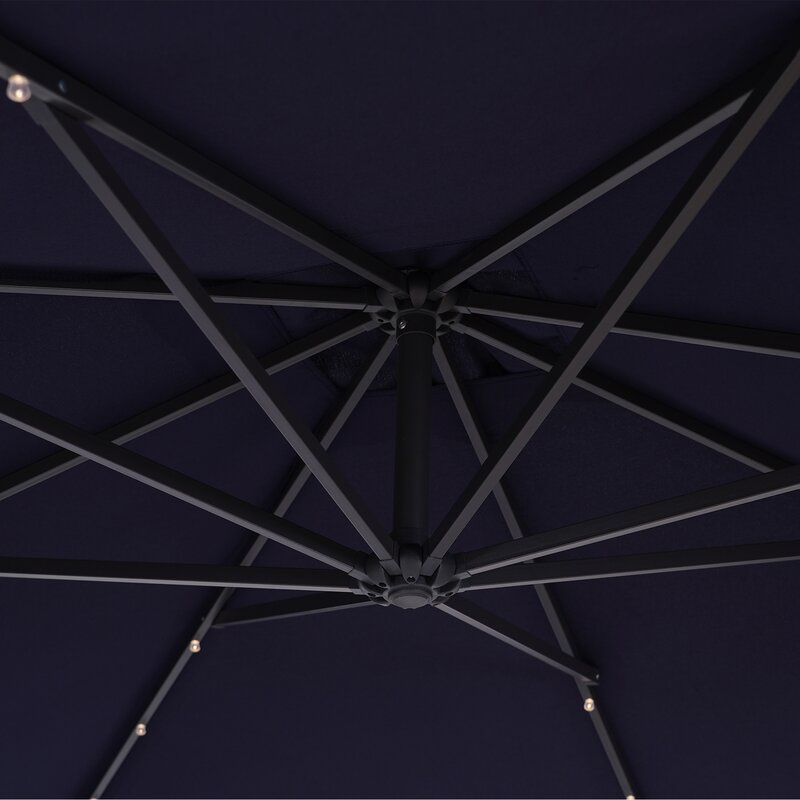 8.5Ft Square 32 LED Solar Outdoor Market Cantilever Patio Umbrella with Aluminum Hanging Umbrella with Tilt and Base-Boyel Living