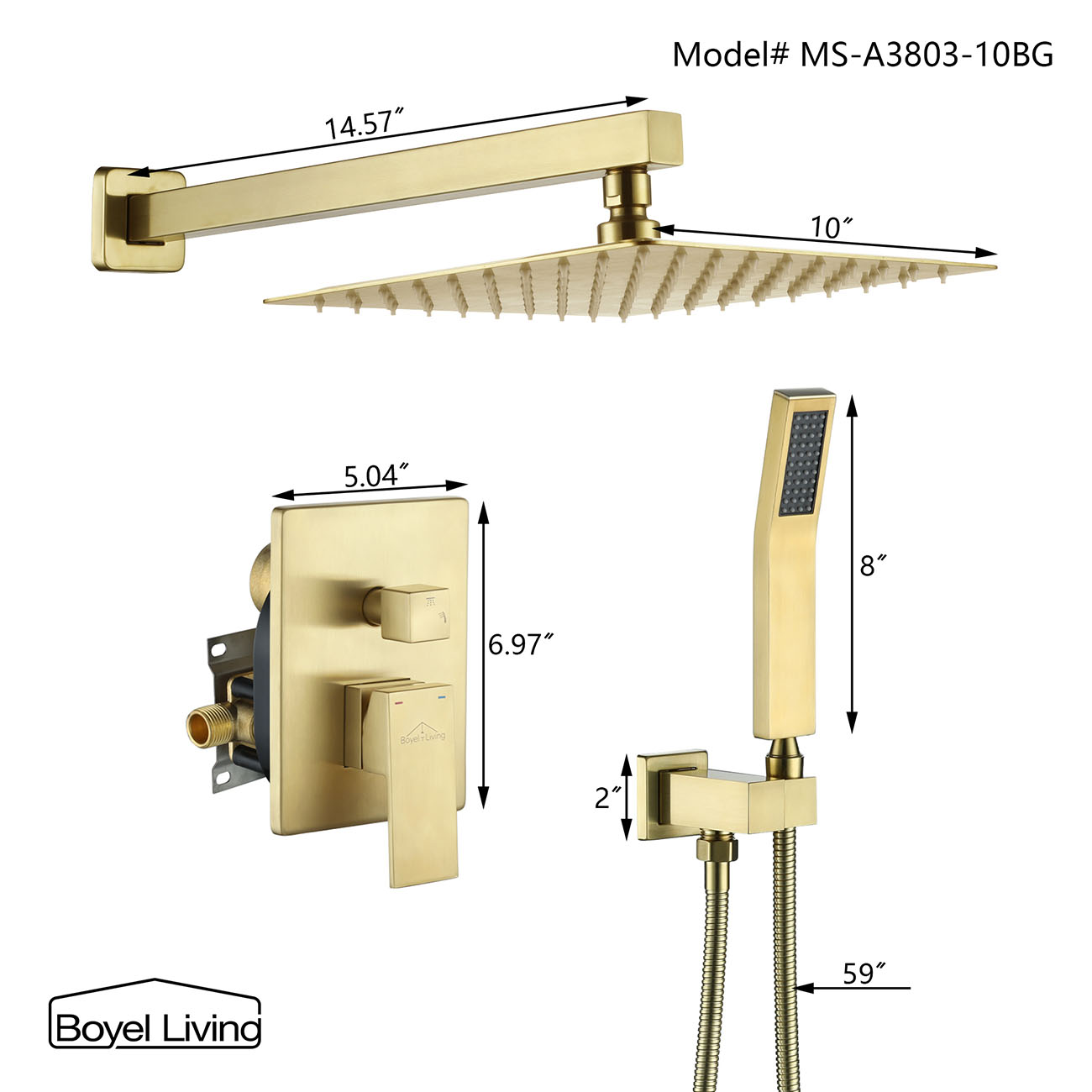 Wall Mounted Shower Head System Dimensions