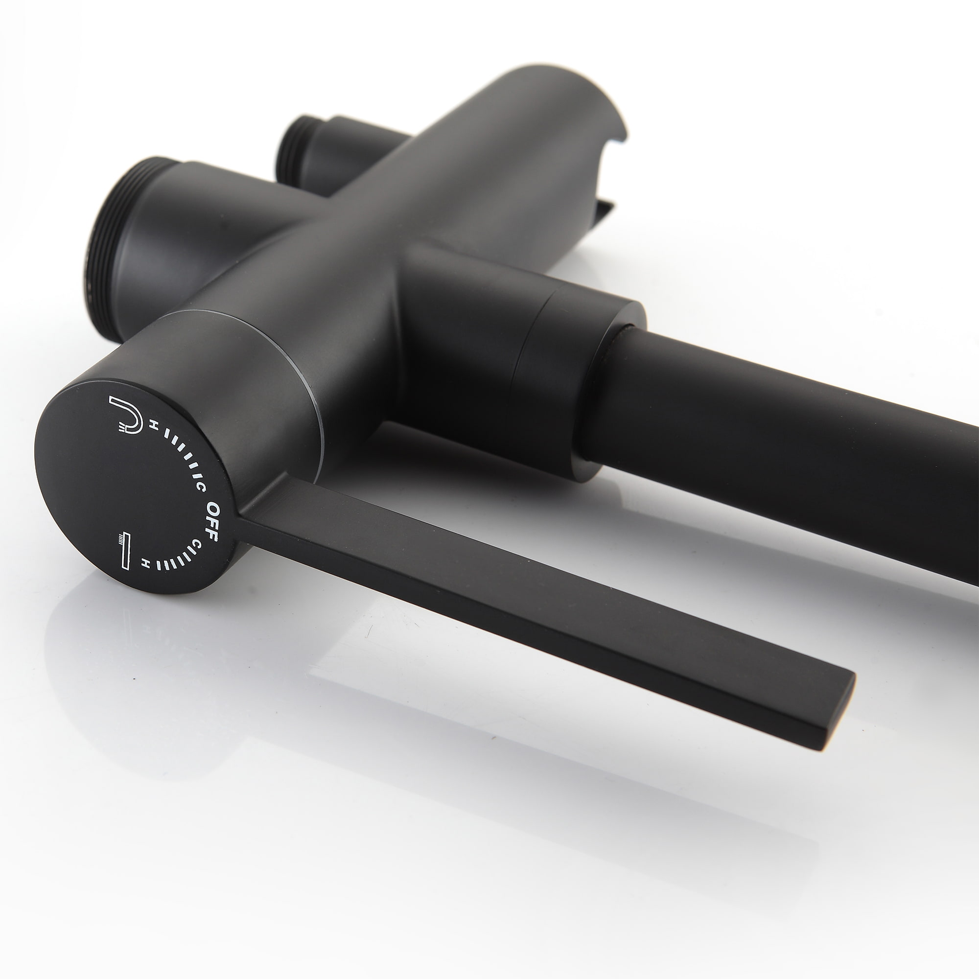 Single-Handle High-Arc Claw Foot Freestanding Tub Faucet with Shower in Matte Black-Boyel Living