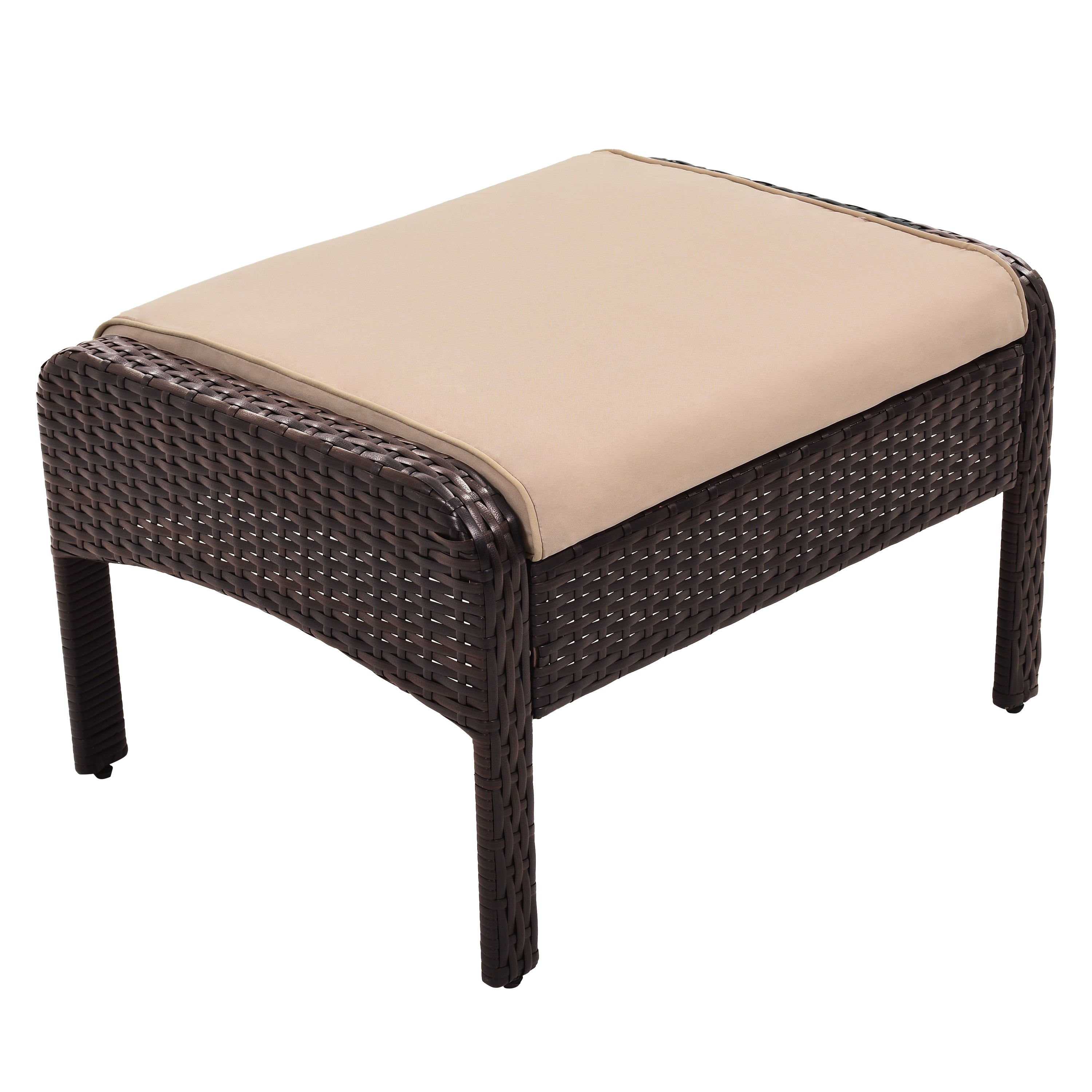 6-Piece Outdoor Patio PE Wicker Rattan Sofa Set with Cushions and Tea Table,Brown Wicker+Light Coffee Cushion-Boyel Living