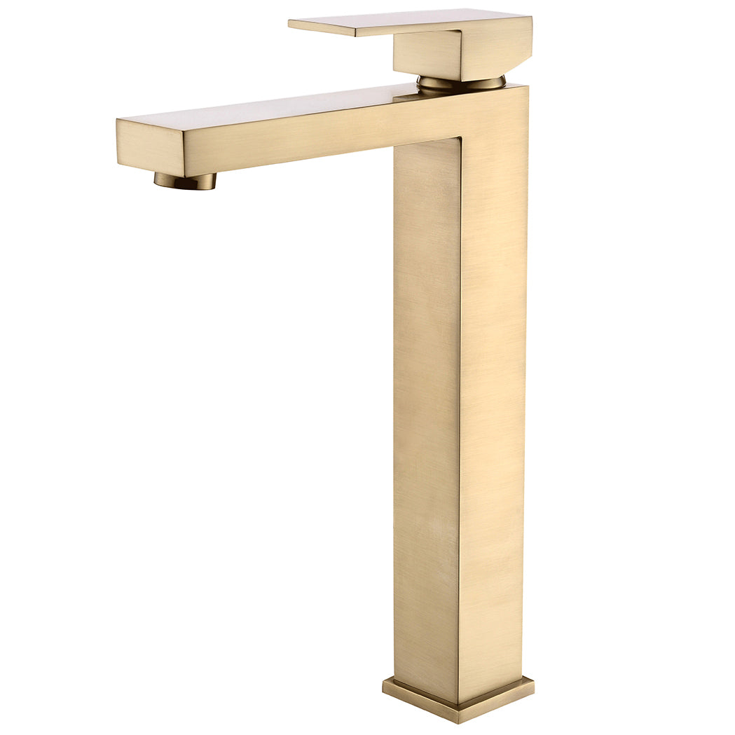Single Handle Single Hole Bathroom Faucet with Water Supply Lines in Brushed Gold-Boyel Living