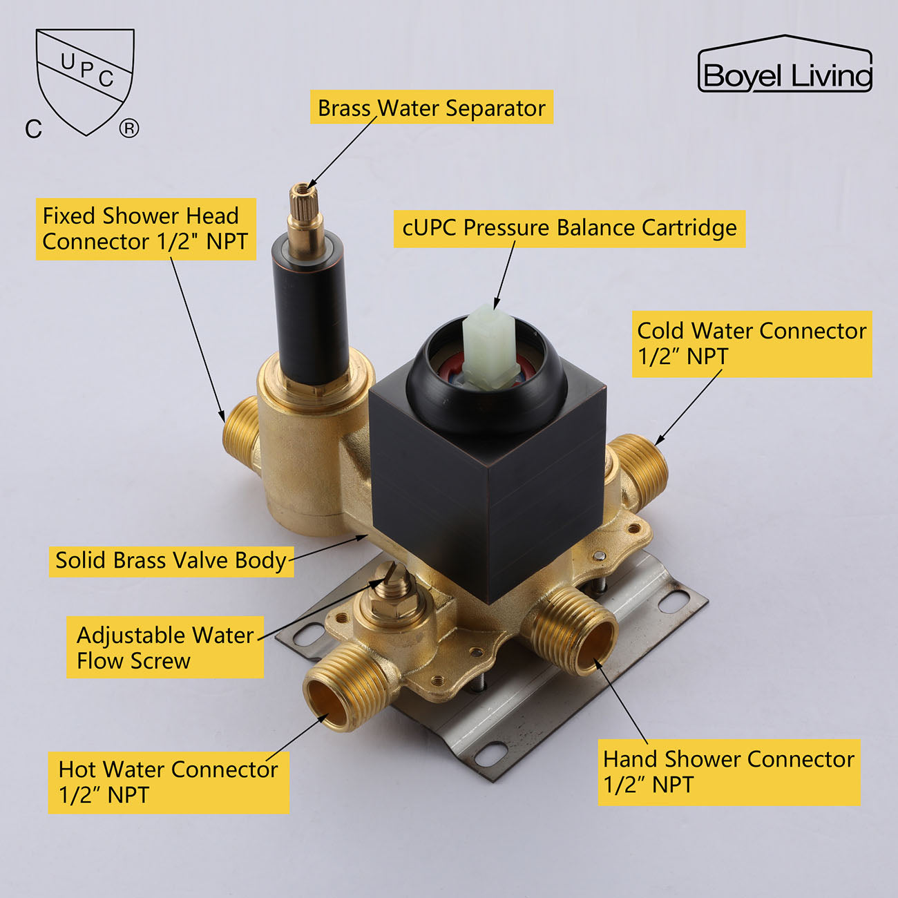 Boyel Living 1-Spray Patterns with 2.5 GPM Ceiling Mount Dual Shower Heads and Handheld Shower in Oil Rubbed Bronze, 10/12/16 in.-Boyel Living