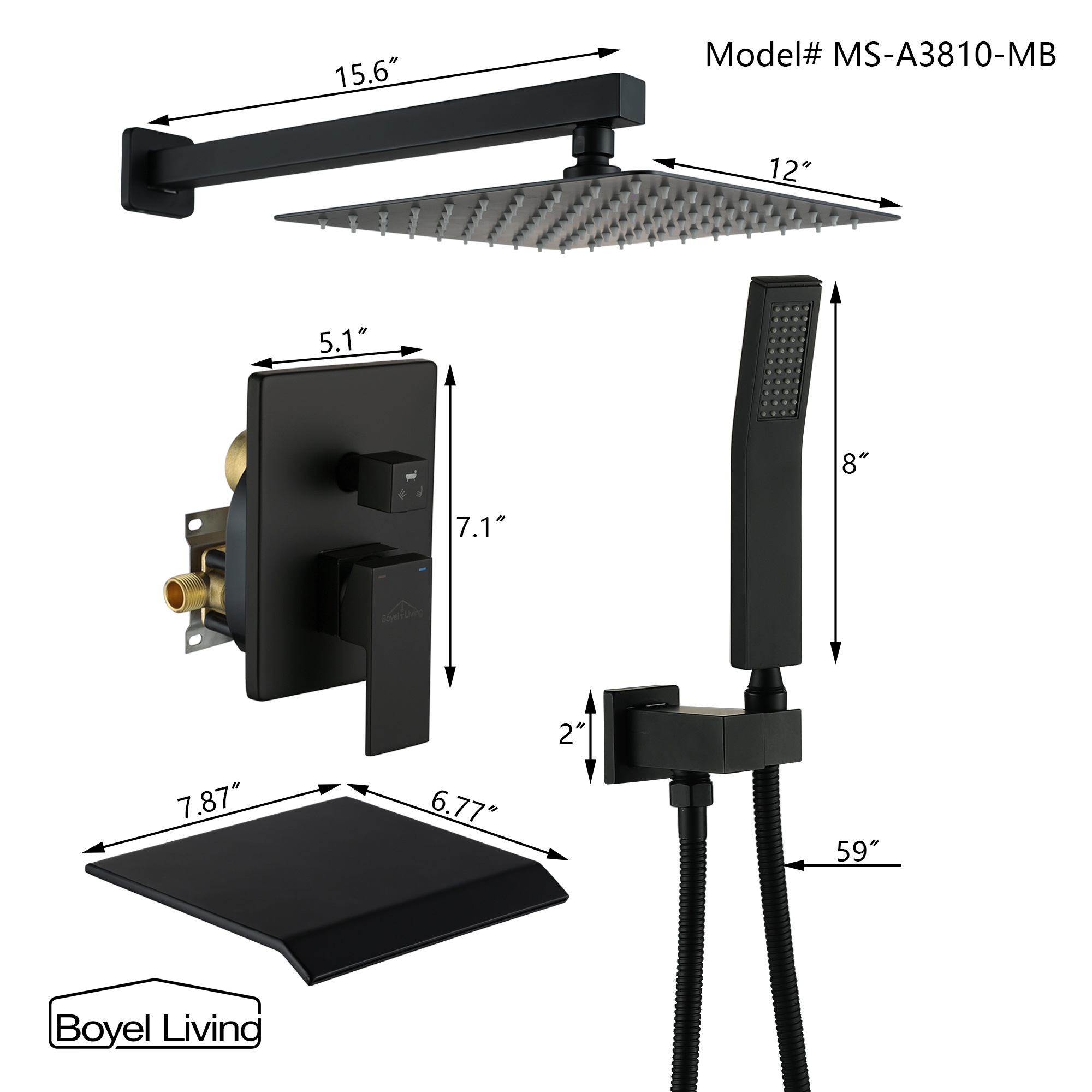 Boyel Living Best Complete Shower System with Tub Spout Dimensions-Boyel Living
