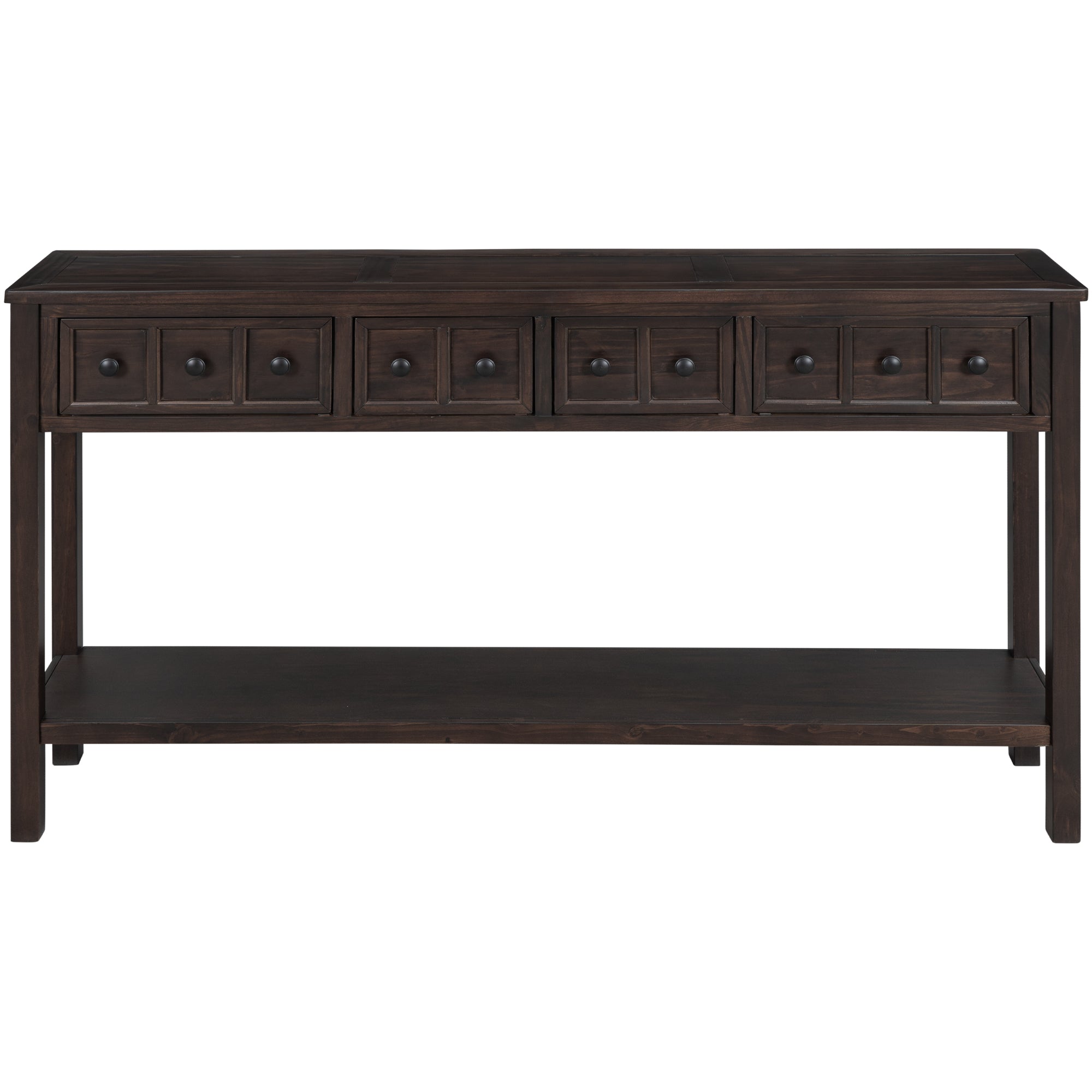 Rustic Entryway Console Table, 60" Long Sofa Table with two Different Size Drawers and Bottom Shelf for Storage-Boyel Living