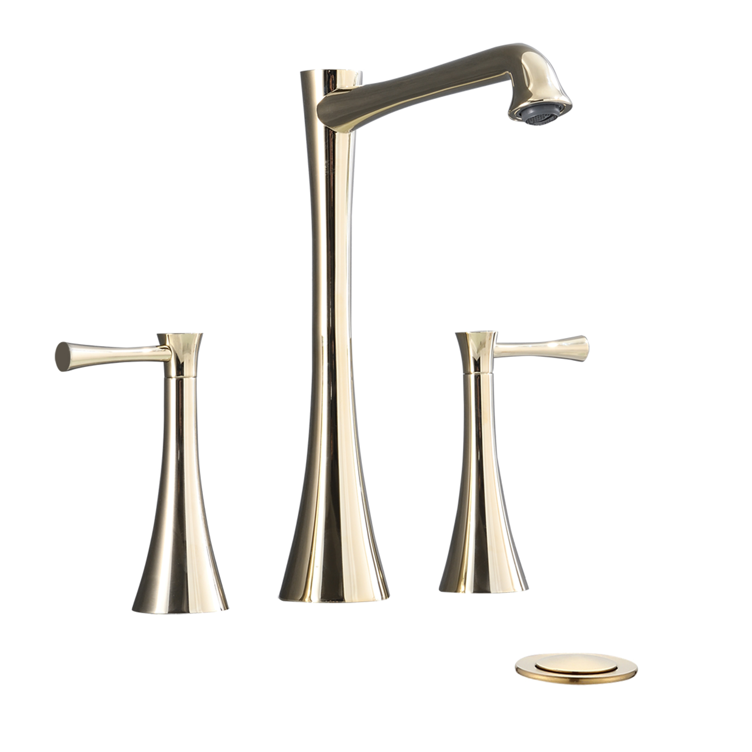 Widespread 2 Handles Bathroom Faucet with Drain Assembly, Gold/ Matte Black 