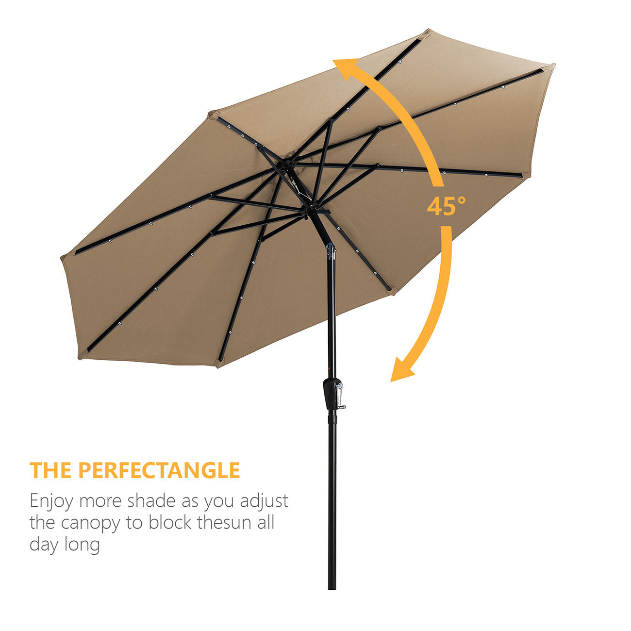 Boyel Living 9-ft Patio Umbrella with LED Lights (Sand)-Boyel Living