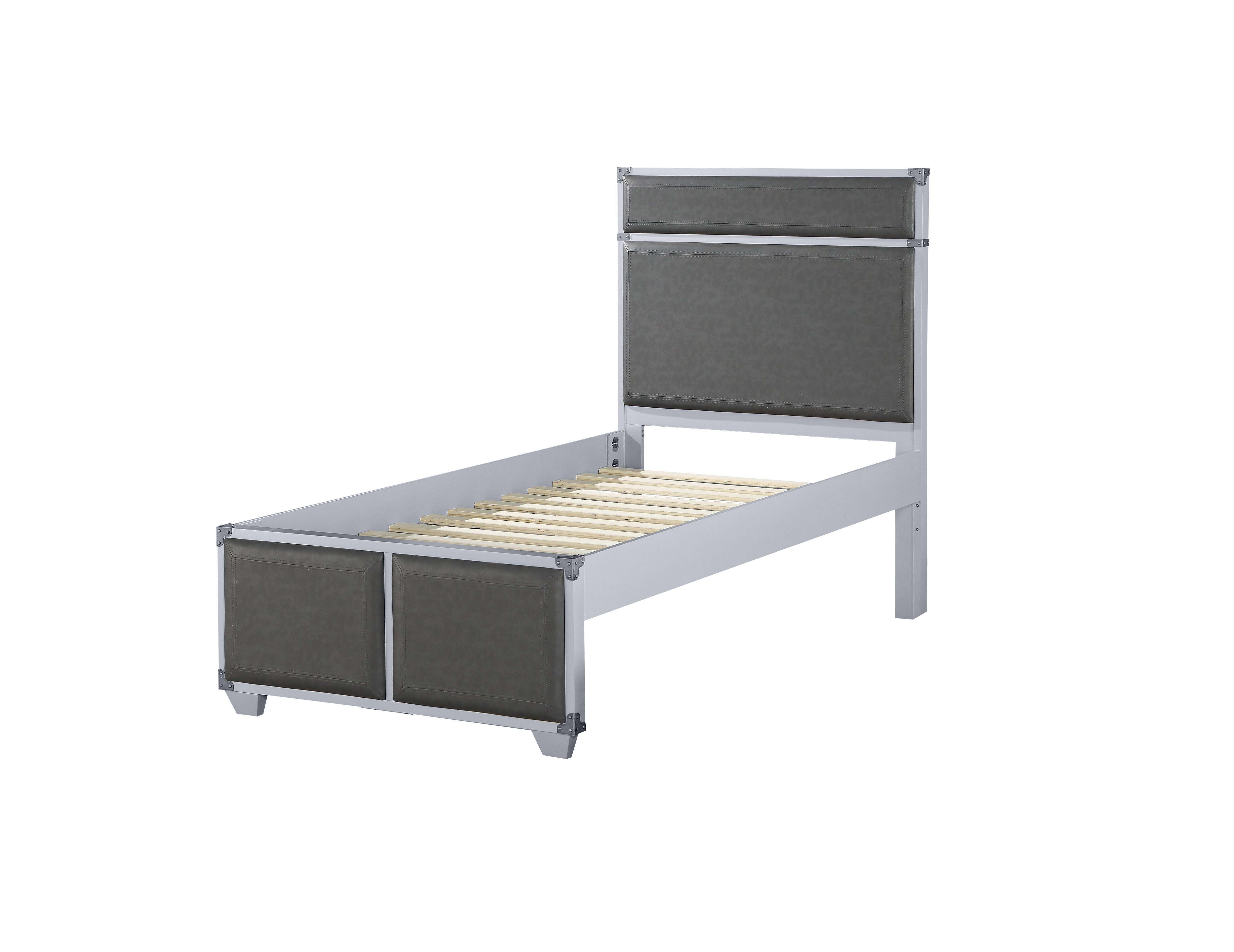 ACME Orchest Twin Bed, Gray PU  Gray-Boyel Living